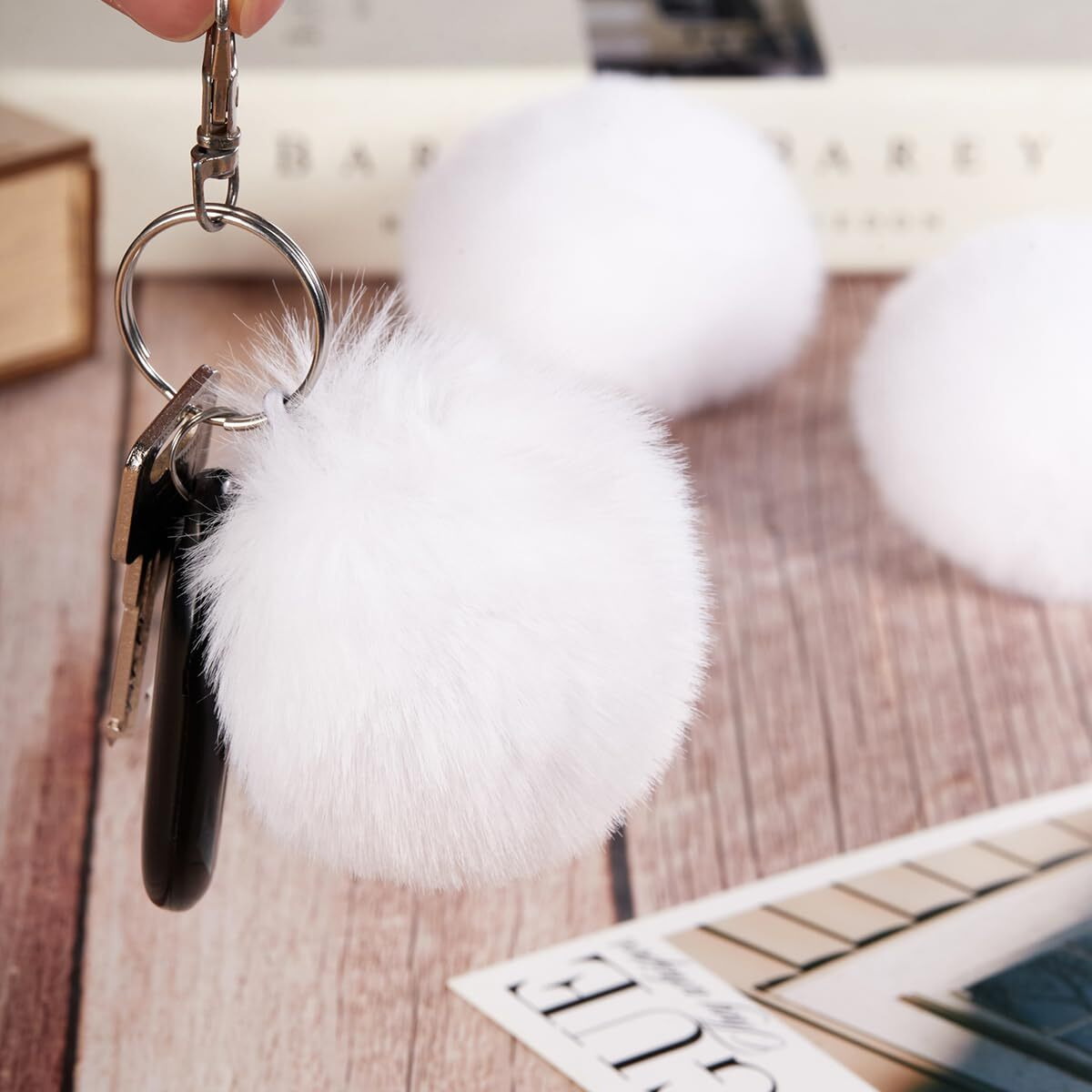 12 Pcs Small Faux Fur Pom Pom Balls 2.75 In Fur Fluffy Pompom Ball With Elastic Loop For Hats  Shoes  Scarves  Gloves  Bags  Key Chain Charms Accessories  2 3/4 Inches (White)