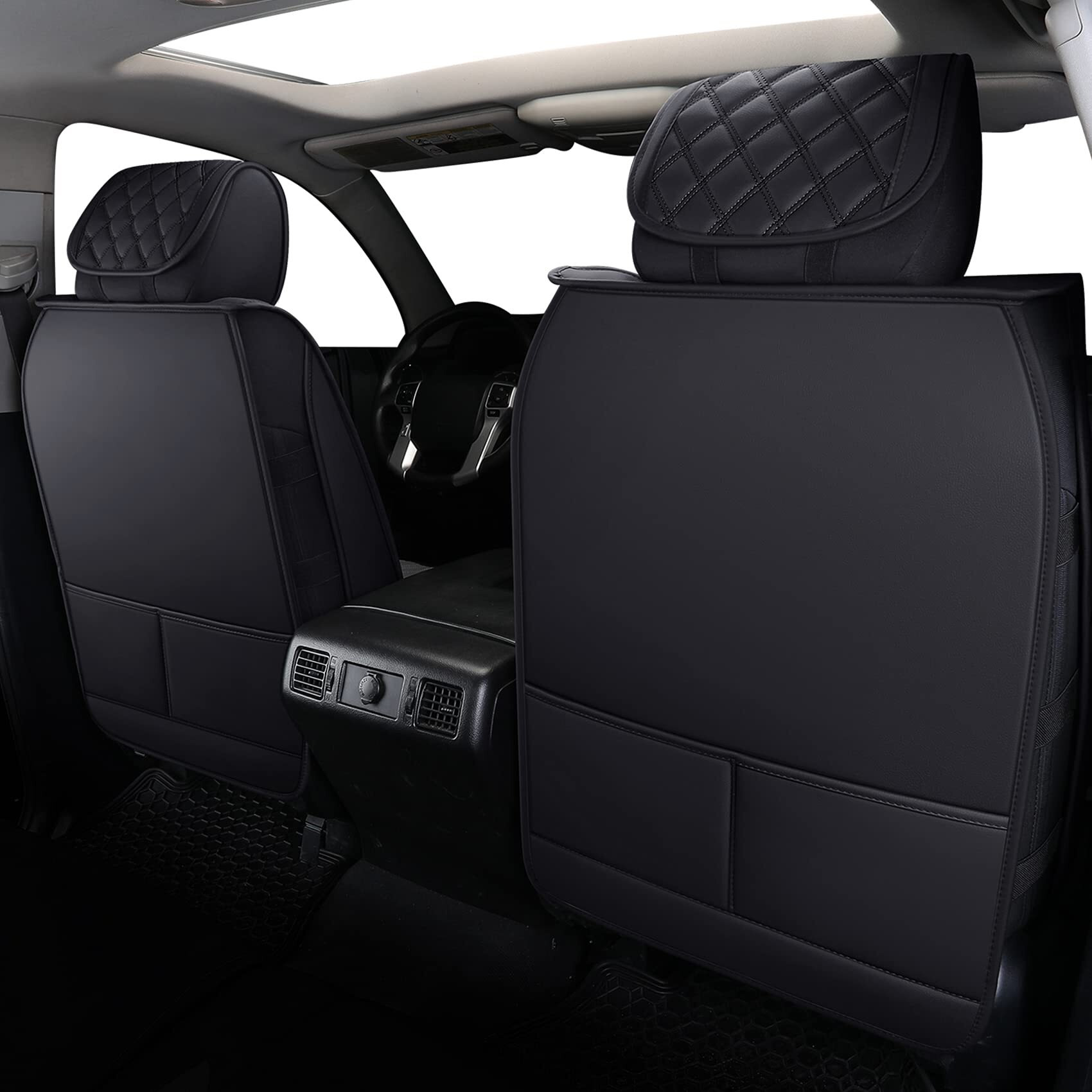 Yiertai Tundra Seat Covers Compatible With Toyota Tundra 2008-2022 2023 2024 2025 Crewmax Double Cab Sr5 Limited Platinum Trd Pro Tundrasine 1794 Edition Waterproof Leather(5 Pcs Full Set/Black)