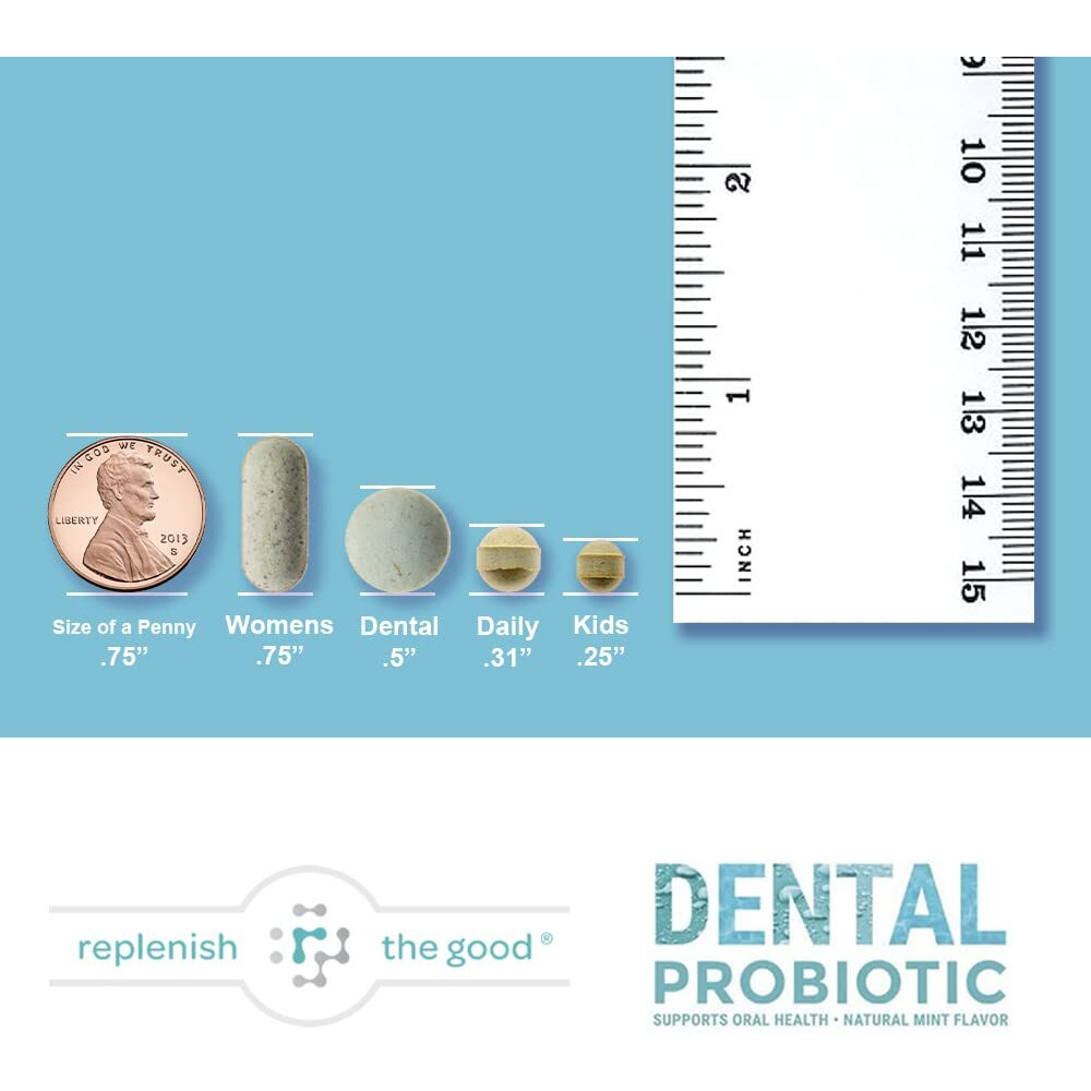 Replenish The Good Dental Probiotic  30 Sugar Free Chewable Tablets  Mint Flavor - Vegan Supplements W/Blis K12 & M18 - Boosts Oral Health - Fights Bad Breath (Halitosis)  Tooth Decay  Strep Throat