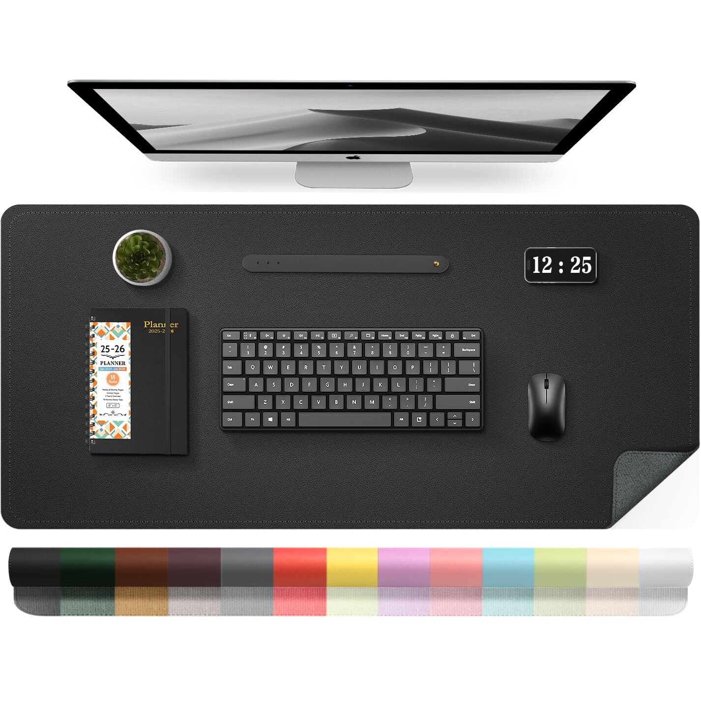 Leather Desk Pad Protector  Desk Mat  Large Mouse Pad  Non-Slip Desk Blotter  Office Laptop Desk Pad  Pu Leather Desk Writing Pad For Office And Home (Black  31.5 "" X 15.7 "")