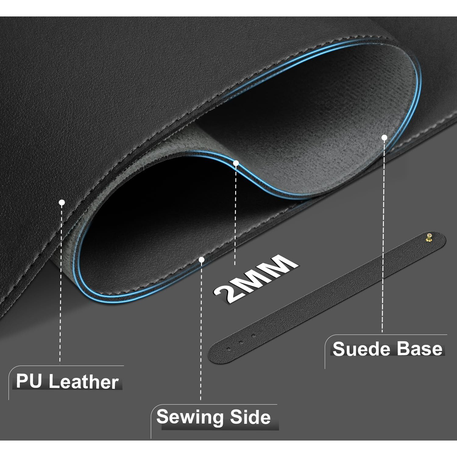 Leather Desk Pad Protector  Desk Mat  Large Mouse Pad  Non-Slip Desk Blotter  Office Laptop Desk Pad  Pu Leather Desk Writing Pad For Office And Home (Black  31.5 "" X 15.7 "")