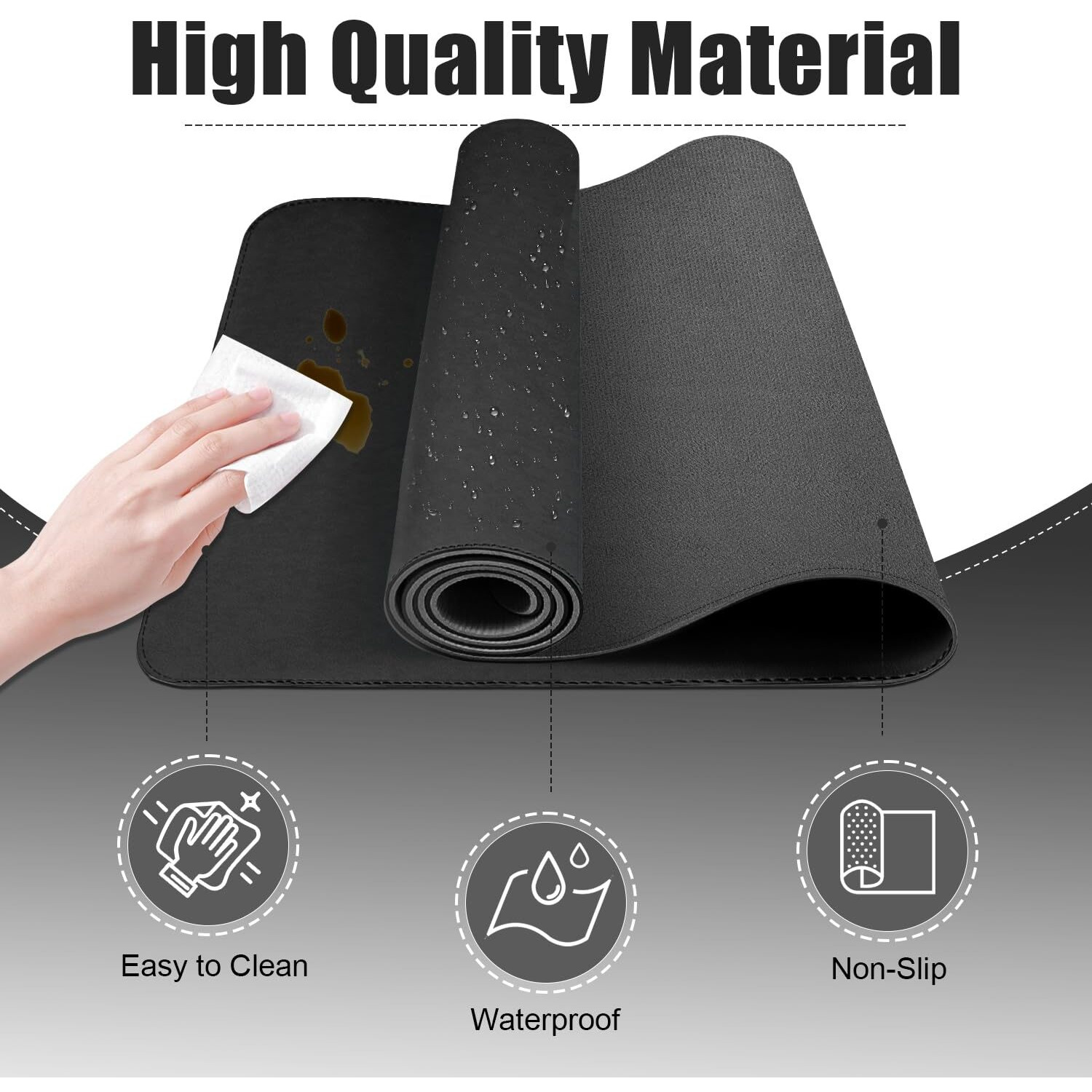 Leather Desk Pad Protector  Desk Mat  Large Mouse Pad  Non-Slip Desk Blotter  Office Laptop Desk Pad  Pu Leather Desk Writing Pad For Office And Home (Black  31.5 "" X 15.7 "")