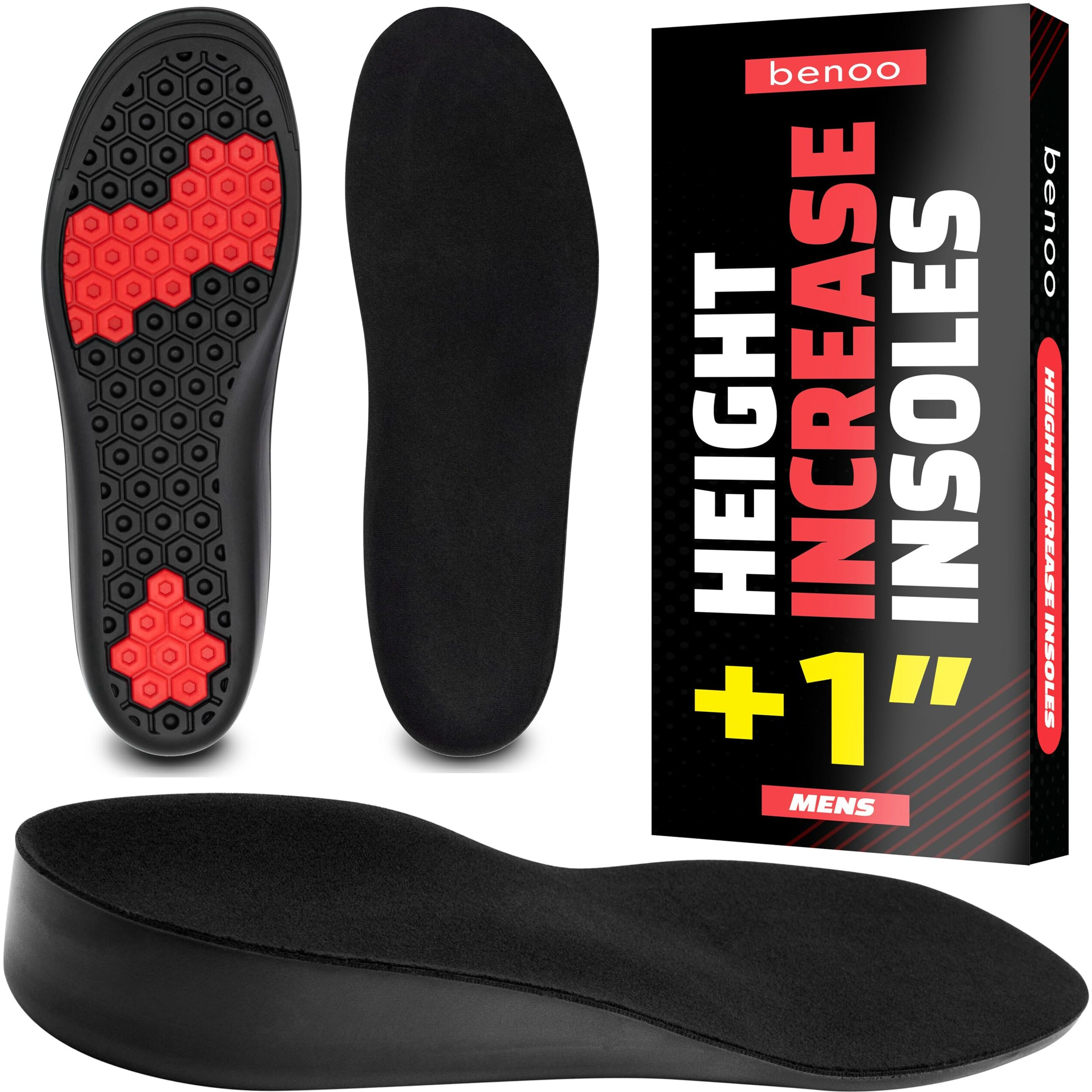Height Increase Insoles For Men (+1 Inch) Shoe Lifts Men  Instant Height Boosters Insoles For Men  Trim To Fit Shoe Lift  Comfortable Shoe Leveler  Shoe Inserts For Height (Mens 6.5-7.5)