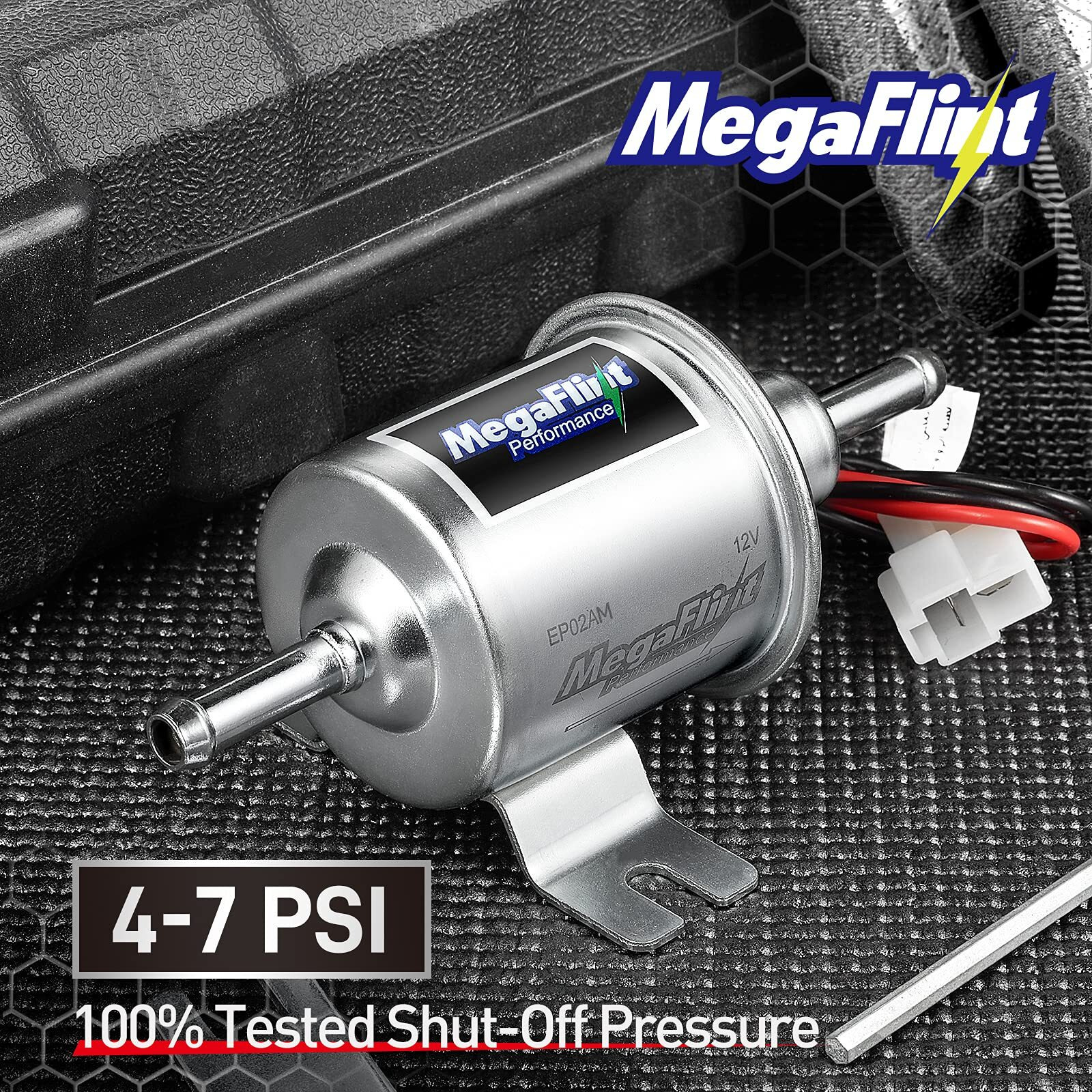 Megaflint Electric Fuel Pump - Inline Fuel Pump 12V  Universal Low Pressure 4-7 Psi Transfer Pump For Carburetor Gasoline And Diesel Hep-02A