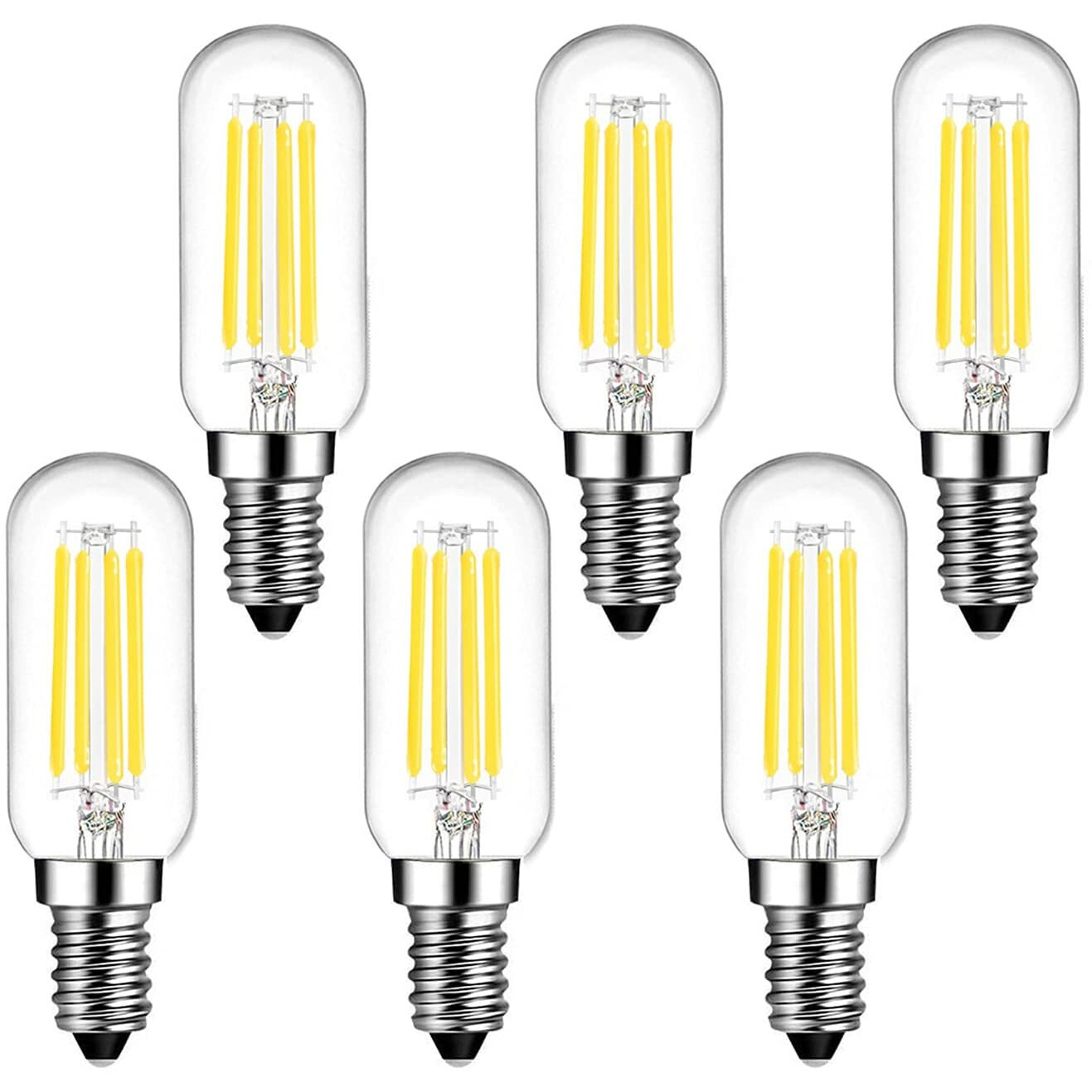 Shuwdkar E14 Bulb 40W Candelabra Light Bulbs 6000K Daylight White Clear Vintage 4W E14 Edison Bulb Small Filament Led Light Bulb For Chandelier Ceiling Fan Pendant Wall Sconce Fixtures 6 Pack