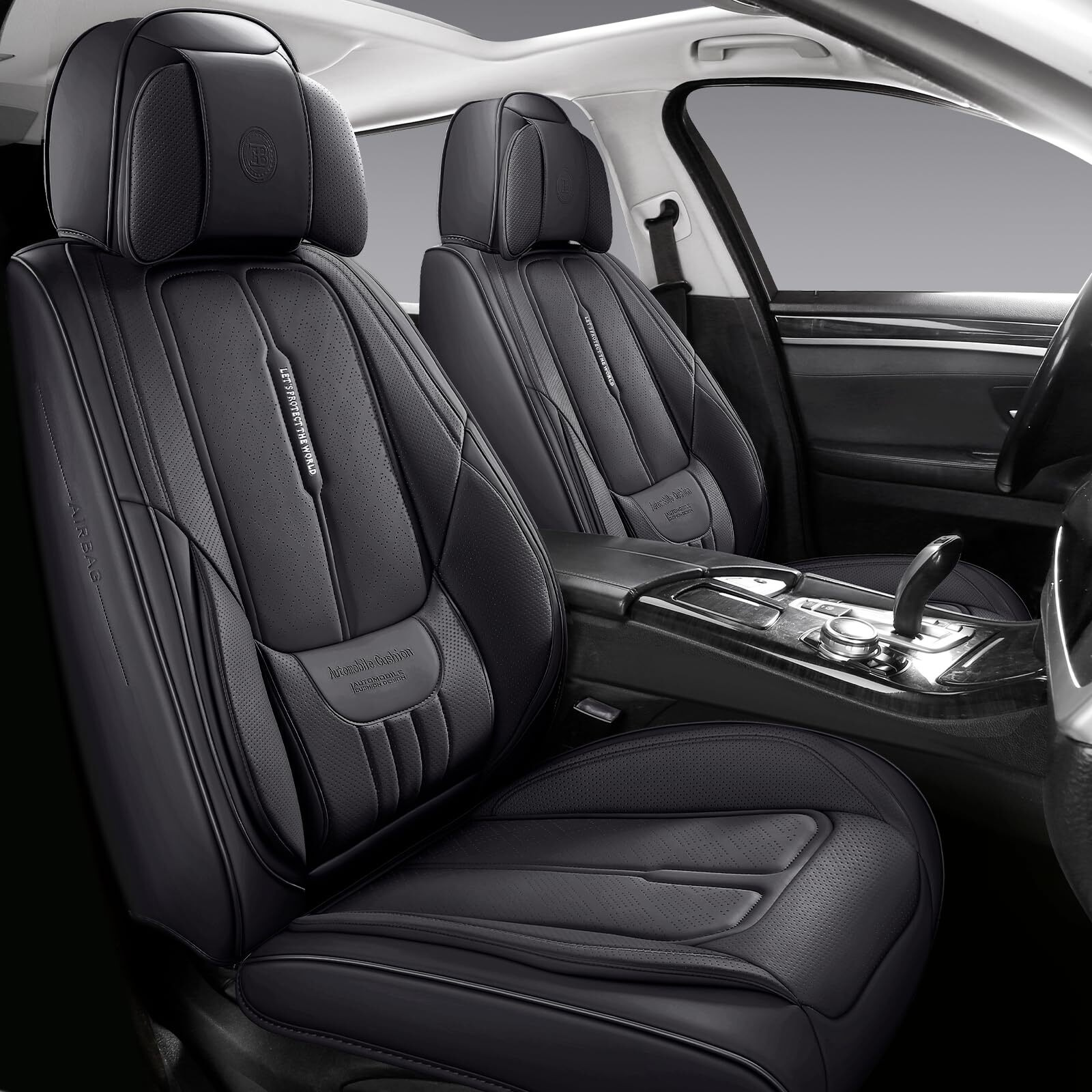 Ns Yolo Universal Fit Full Coverage Leather Car Seat Covers For Cars Suvs And Pick-Up Trucks  Car Seat Protector Automotive Seat Covers Full Set Car Seat Cushion Black Seat Cover For 5 Seats