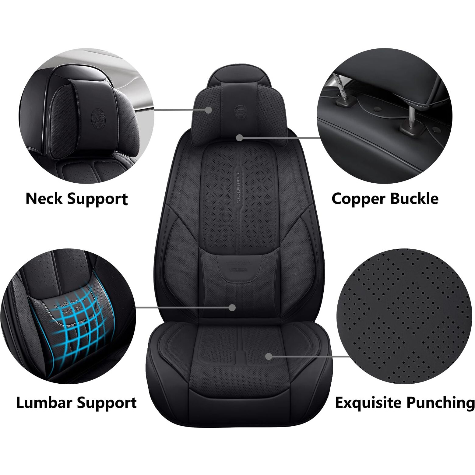 Ns Yolo Universal Fit Full Coverage Leather Car Seat Covers For Cars Suvs And Pick-Up Trucks  Car Seat Protector Automotive Seat Covers Full Set Car Seat Cushion Black Seat Cover For 5 Seats