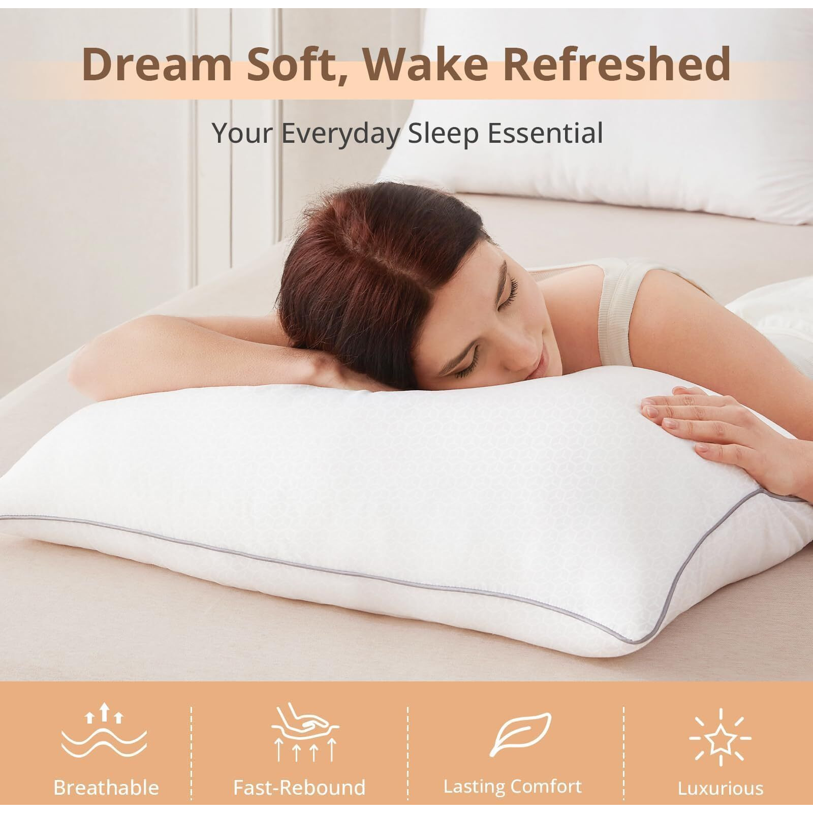 Sasttie King Size Pillows Set Of 4  Hotel Collection Bed Pillows For Side  Back  And Stomach Sleepers - Down Alternative Plump Filling - White  4 Pack  King  20X36 Inches