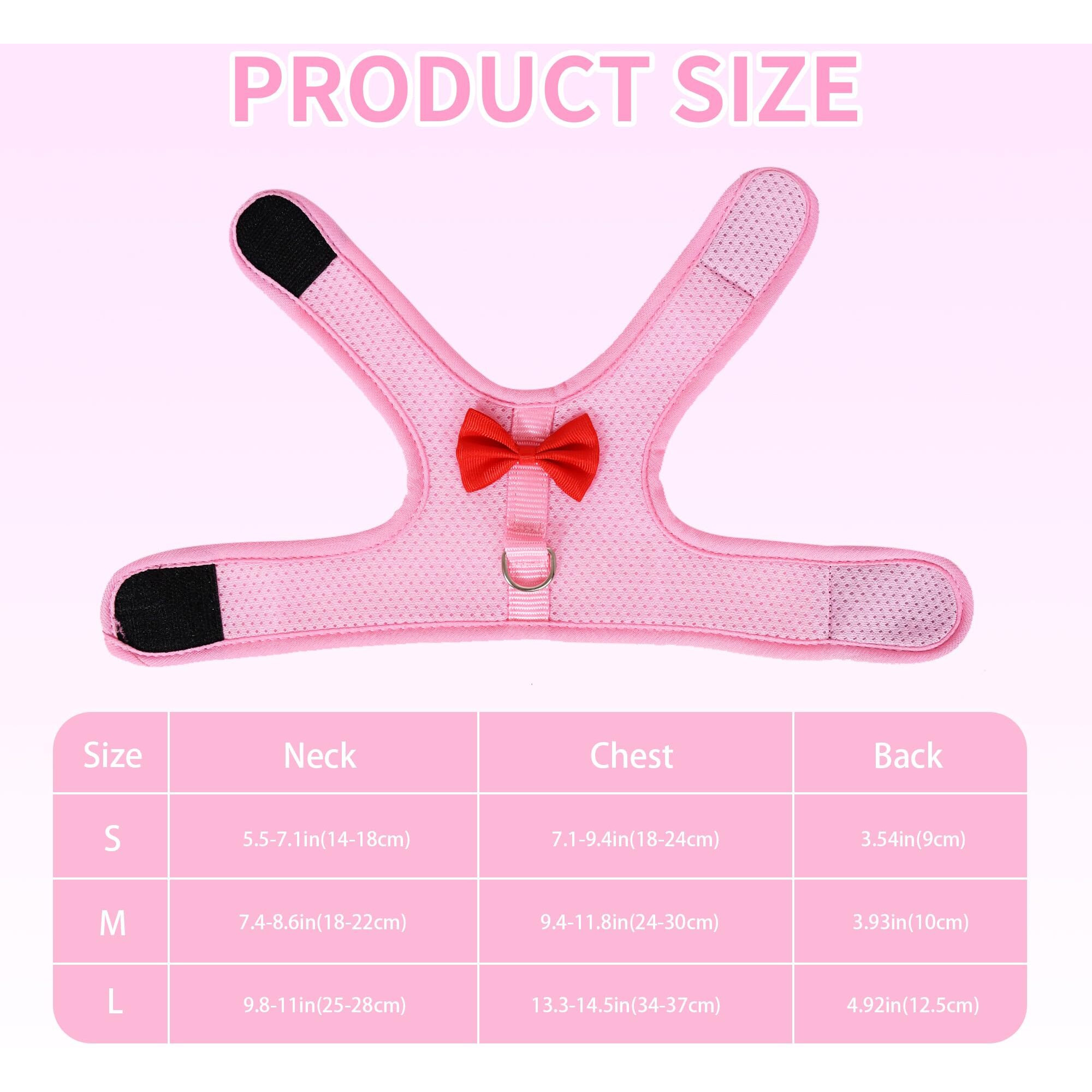 Aiitle Rabbit Harness And Leash Set With Cute Bow  Soft Breathable Mesh Vest Harness For Rabbits Kitten Ferret Puppy Small Pets Walking Supplies Pink S