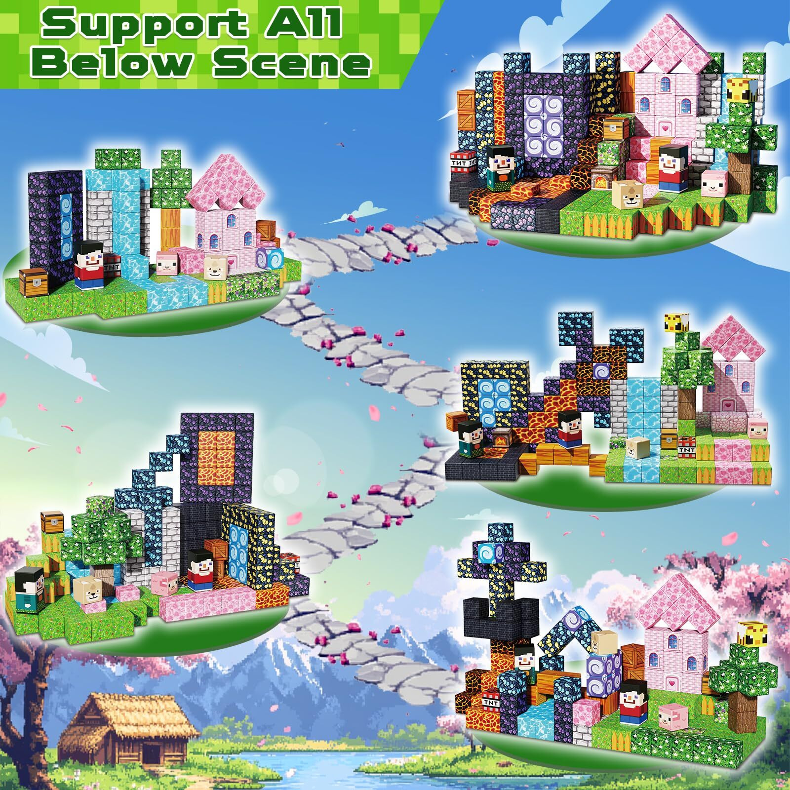 Graceduck Magnetic Blocks - 200 Pcs Build Dark Adventure Forest Castle - Magnetic Toys For Montessori Toddler Christmas Birthday Gifts Stem Sensory Toys For 3 4 5 6 7 8 9 10 Year Old Boys & Girls