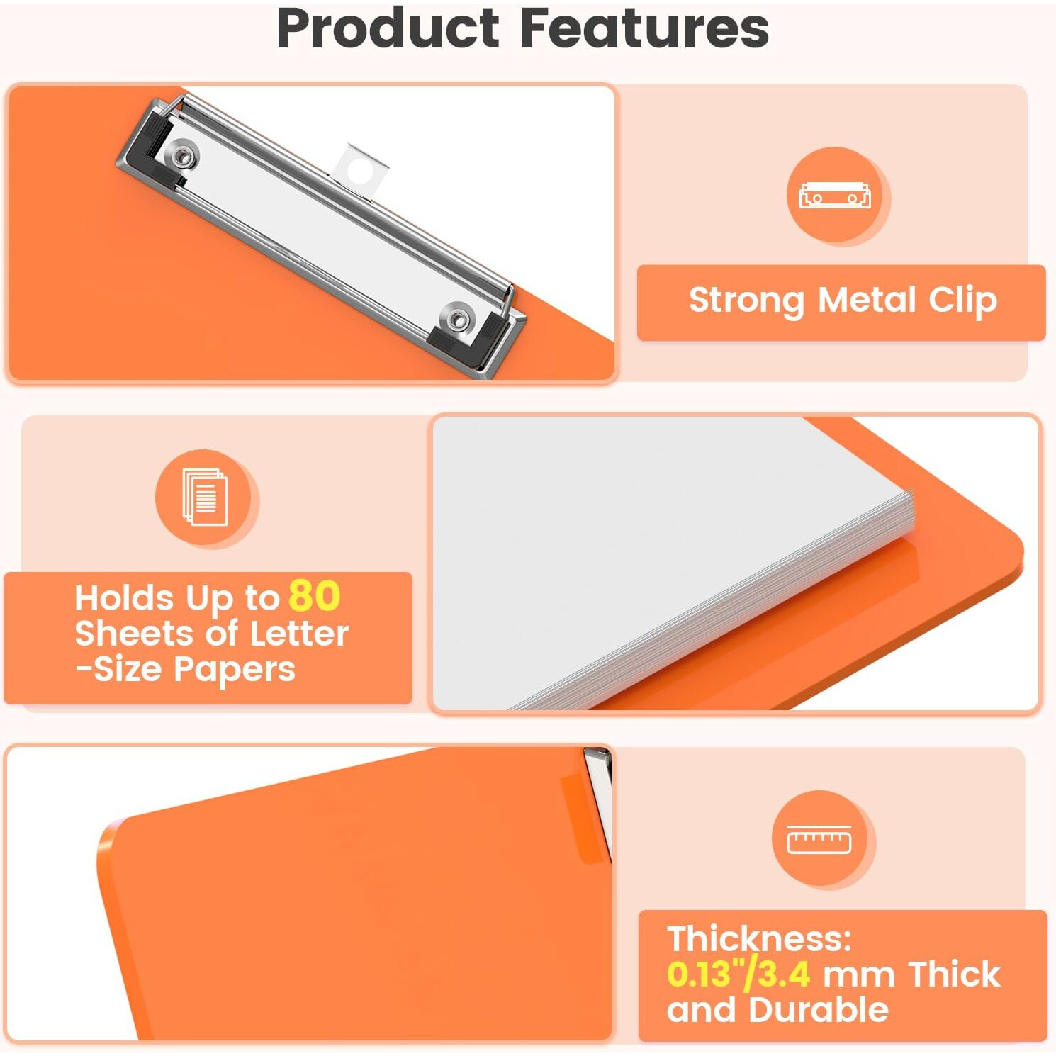 Macroclo Extra Large 11X17 Clipboards  Plastic Orange Drawing Boards  Horizontal Clip Board  Landscape Layout. Suitable For Watercolor  Sketching  Painting. Art & Drafting Supply(Pack Of 6)