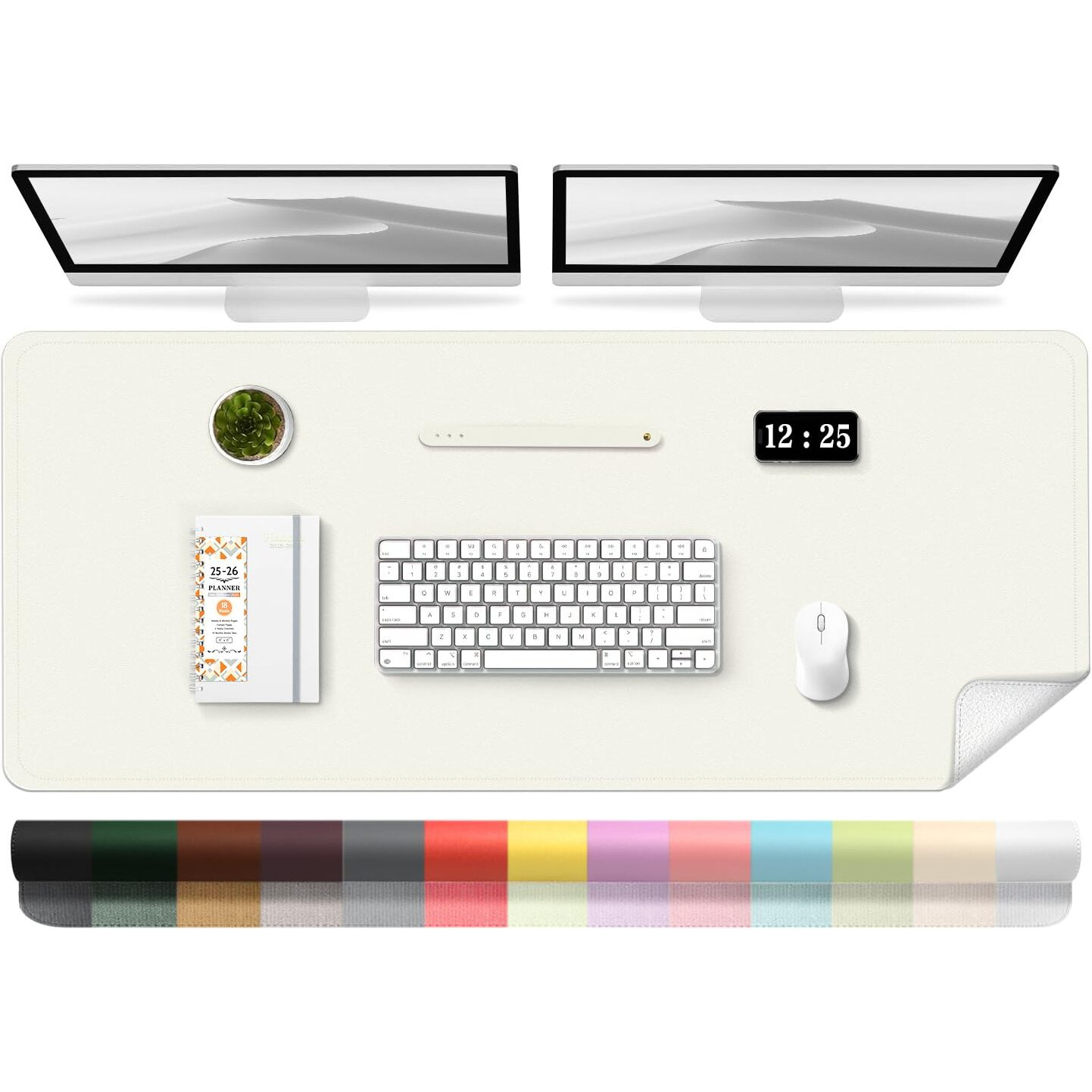 Large Desk Pad 47.2 "" X 17 ""  Leather Desk Mat Protector  Non-Slip Pu Leather Desk Blotter Pad  Large Mouse Keyboard Mat  Waterproof Desk Cover Pad For Office & Home (White)