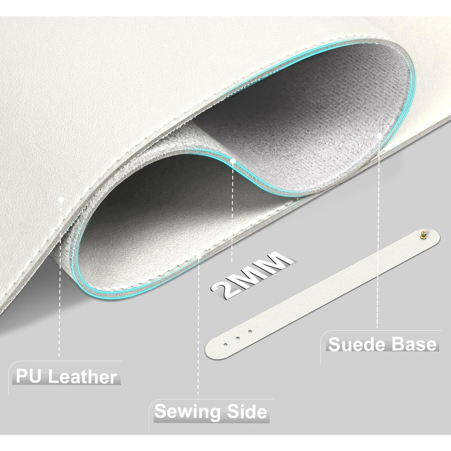 Large Desk Pad 47.2 "" X 17 ""  Leather Desk Mat Protector  Non-Slip Pu Leather Desk Blotter Pad  Large Mouse Keyboard Mat  Waterproof Desk Cover Pad For Office & Home (White)
