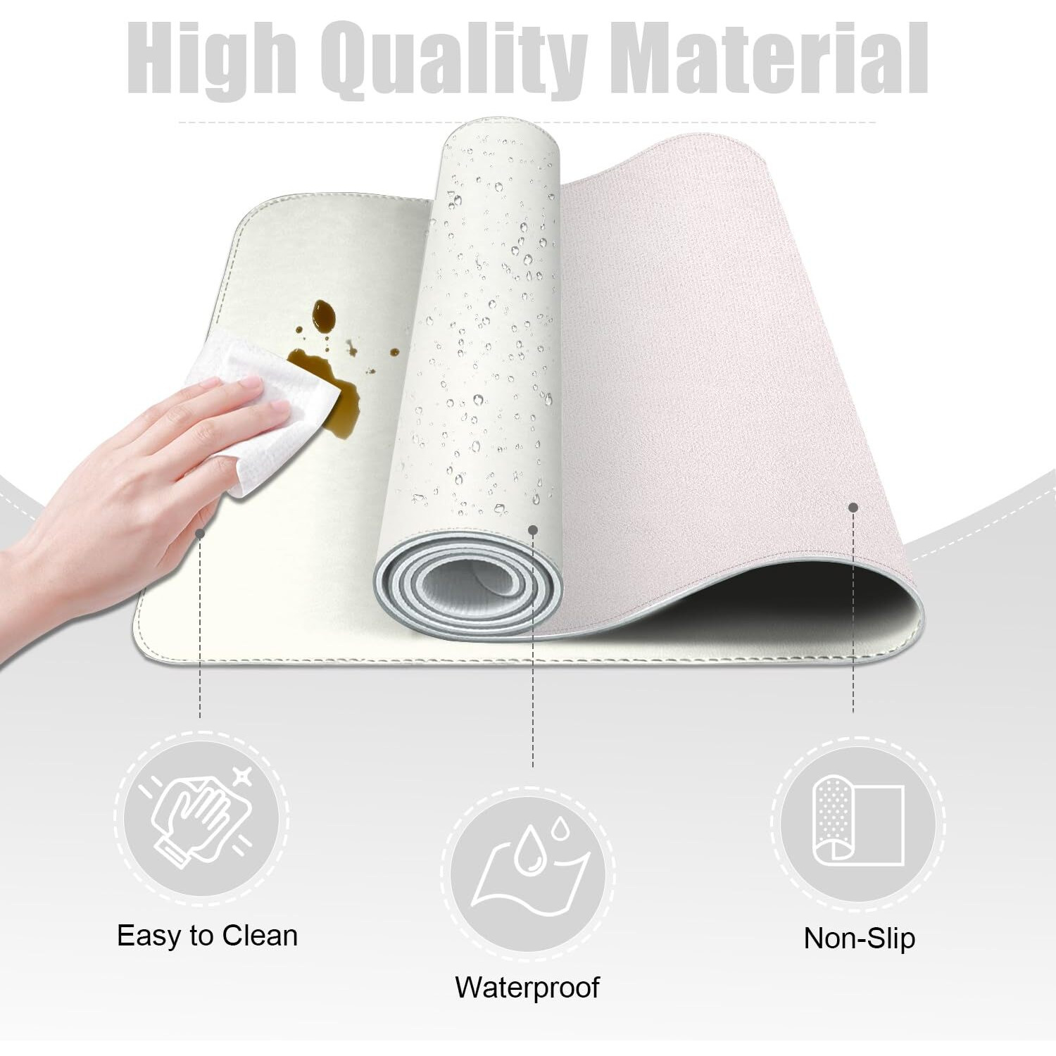 Large Desk Pad 47.2 "" X 17 ""  Leather Desk Mat Protector  Non-Slip Pu Leather Desk Blotter Pad  Large Mouse Keyboard Mat  Waterproof Desk Cover Pad For Office & Home (White)