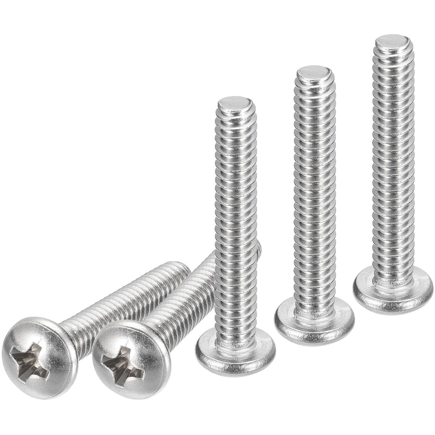 Dtgn 10-24X1-1/4 Pan Head Machine Screws  50Pcs 304 Stainless Steel  Phillips Drive  Unc Full Thread  Bright Finish  Screws Bolts Kit