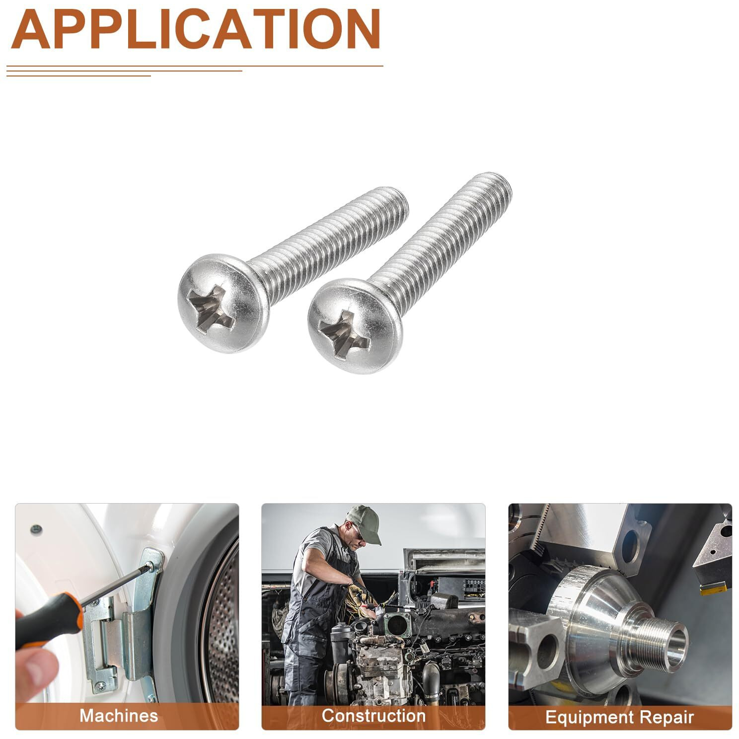 Dtgn 10-24X1-1/4 Pan Head Machine Screws  50Pcs 304 Stainless Steel  Phillips Drive  Unc Full Thread  Bright Finish  Screws Bolts Kit