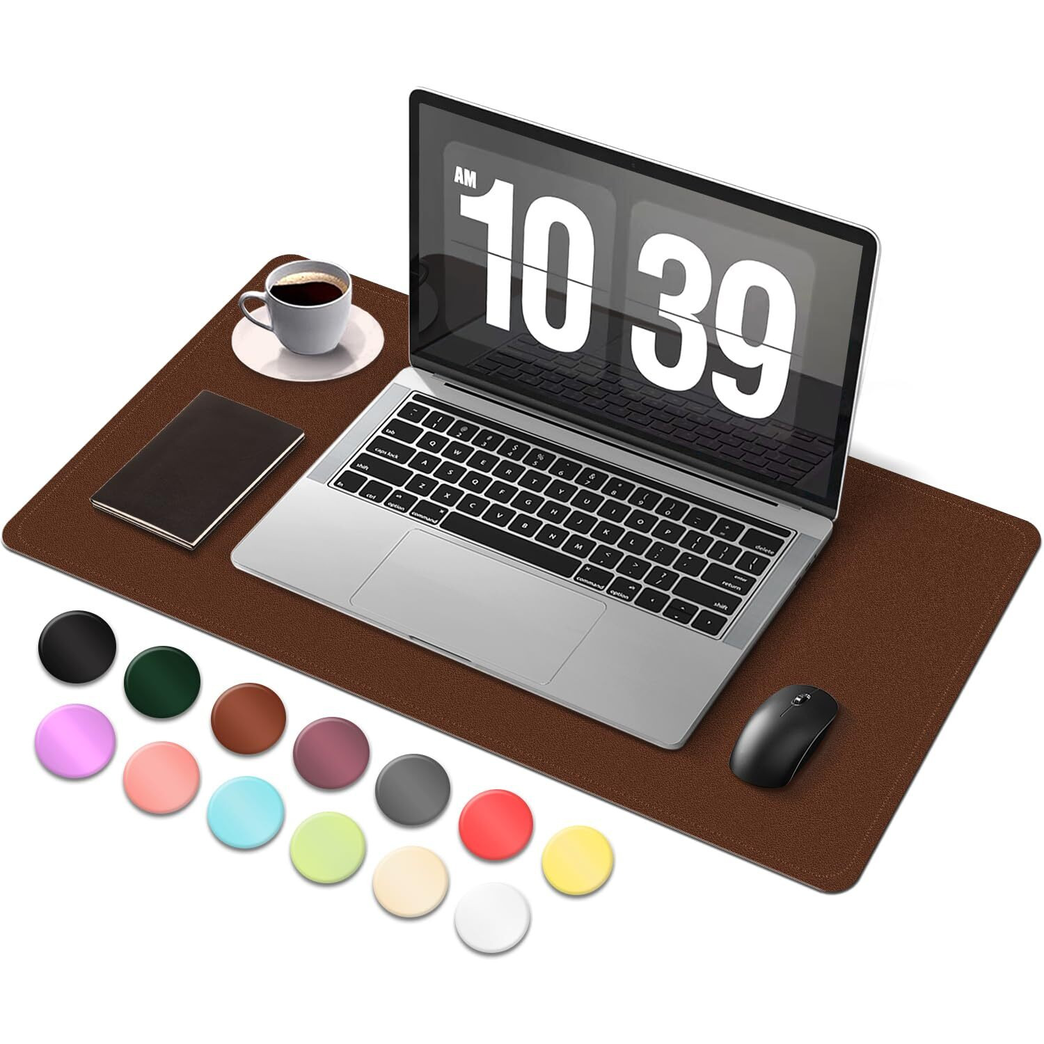 Desk Pad Protector  Leather & Suede Desk Mat  Non-Slip Desk Pad Mat  Large Mouse Pad  Waterproof Desk Blotter Mat  Desk Cover For Office  Home (Seal Brown  23.6 "" X 13.7 "")