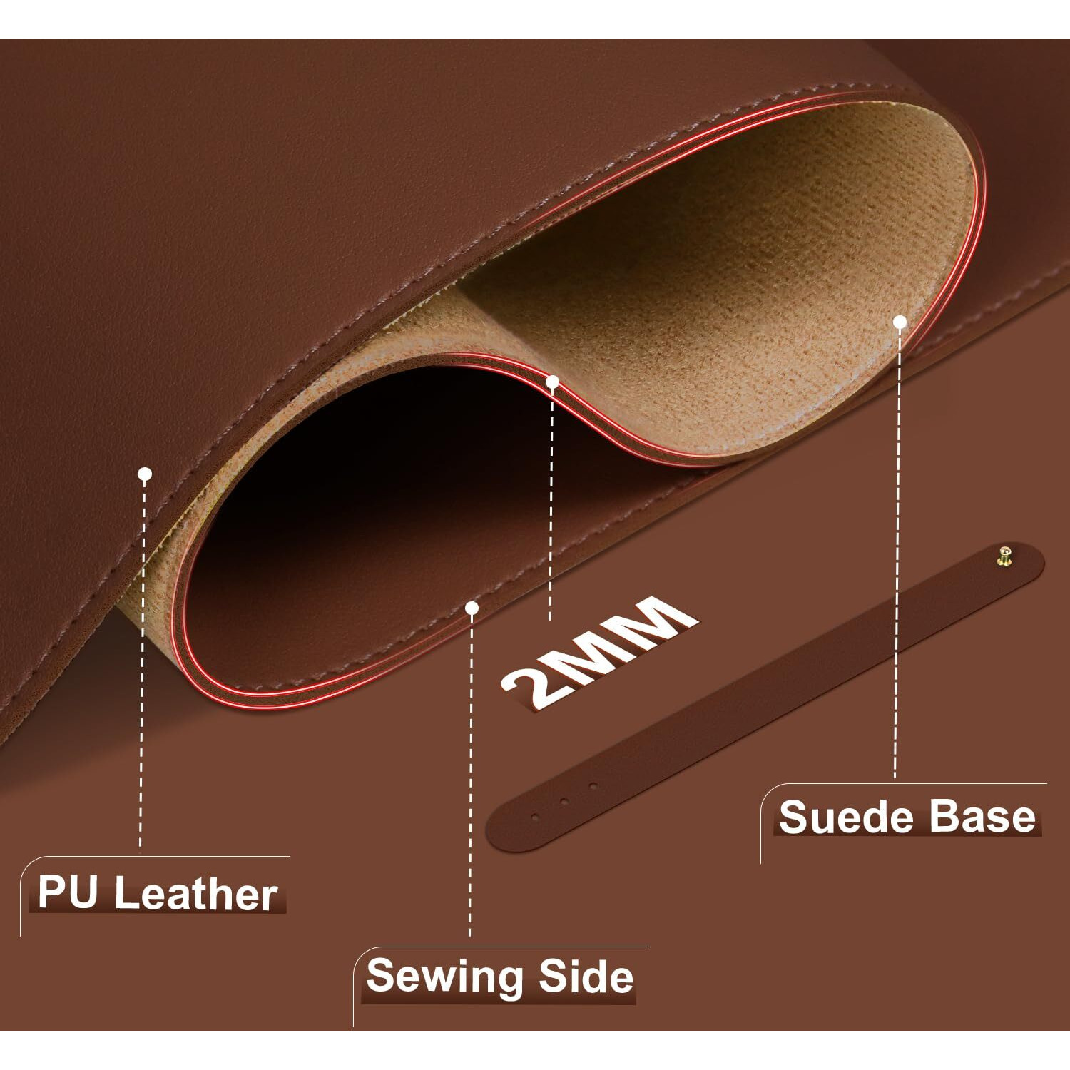 Desk Pad Protector  Leather & Suede Desk Mat  Non-Slip Desk Pad Mat  Large Mouse Pad  Waterproof Desk Blotter Mat  Desk Cover For Office  Home (Seal Brown  23.6 "" X 13.7 "")