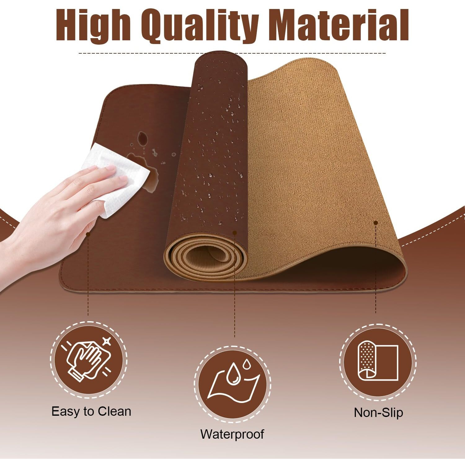 Desk Pad Protector  Leather & Suede Desk Mat  Non-Slip Desk Pad Mat  Large Mouse Pad  Waterproof Desk Blotter Mat  Desk Cover For Office  Home (Seal Brown  23.6 "" X 13.7 "")