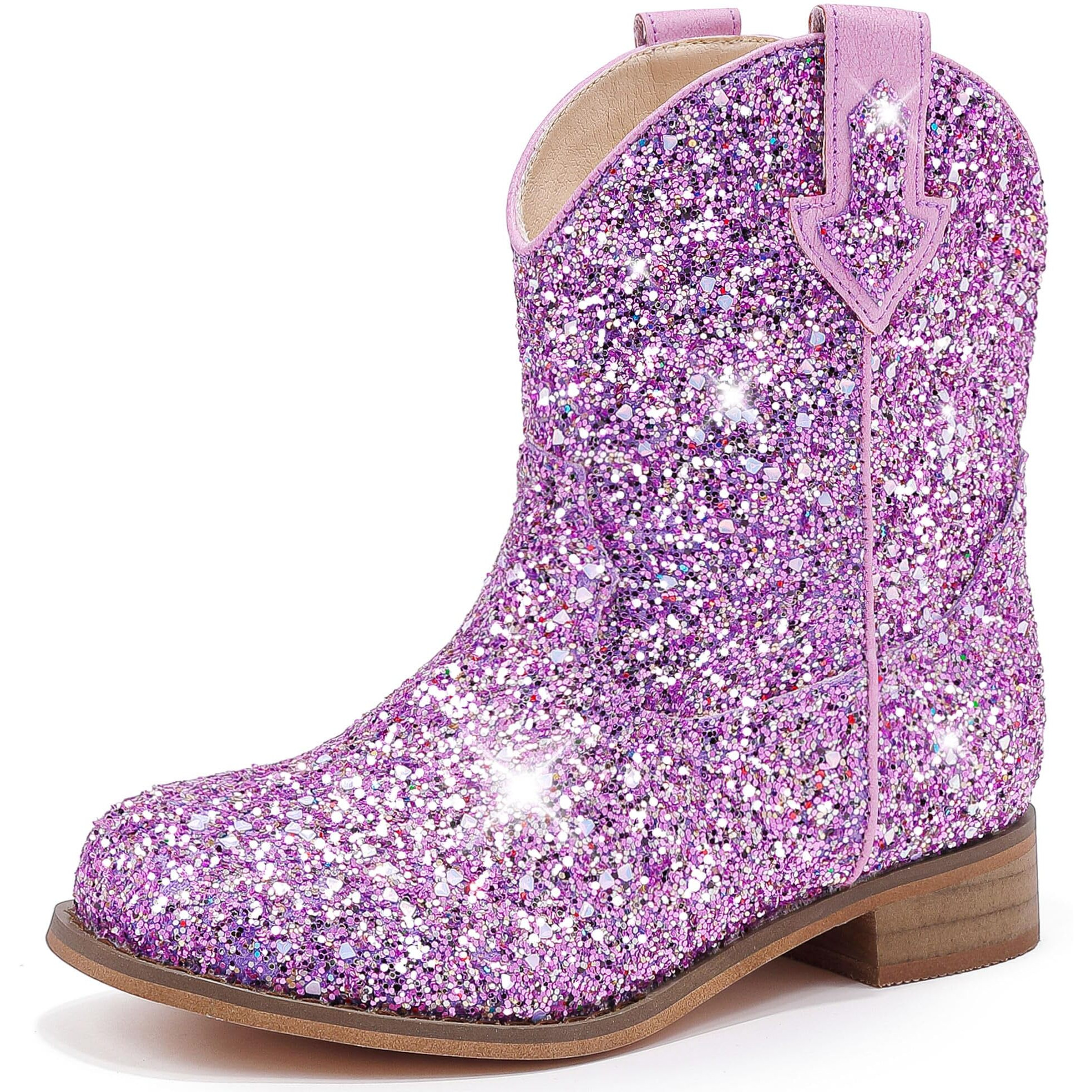 Motasha Toddler Girls Cowgirl Boots Purple Cowboy Boot For Kids Western Ankle Boys Cowgirl Boot Size 10 Horse Riding Shoes Birthday Party Wedding (M7111 Se Purple 10)