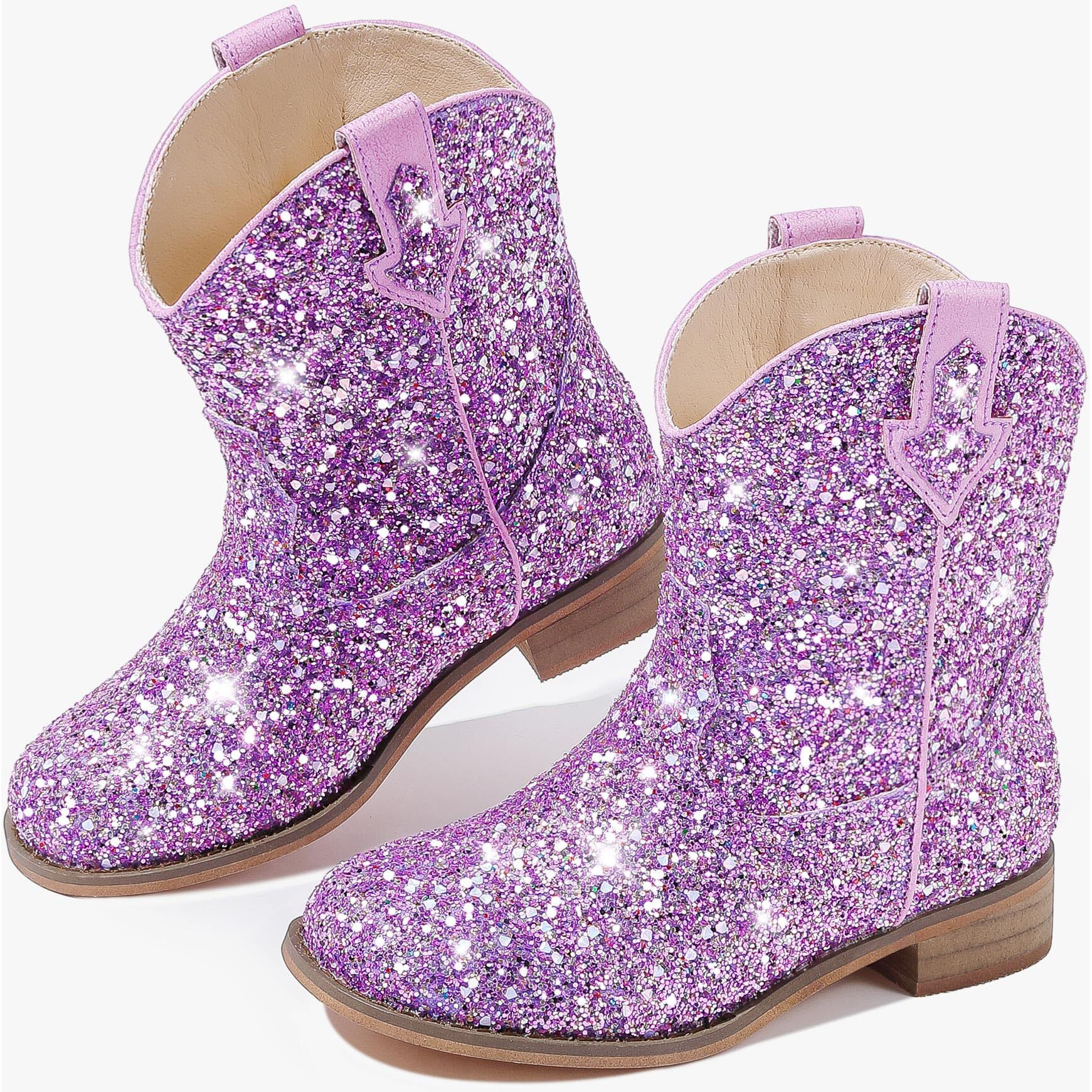 Motasha Toddler Girls Cowgirl Boots Purple Cowboy Boot For Kids Western Ankle Boys Cowgirl Boot Size 10 Horse Riding Shoes Birthday Party Wedding (M7111 Se Purple 10)