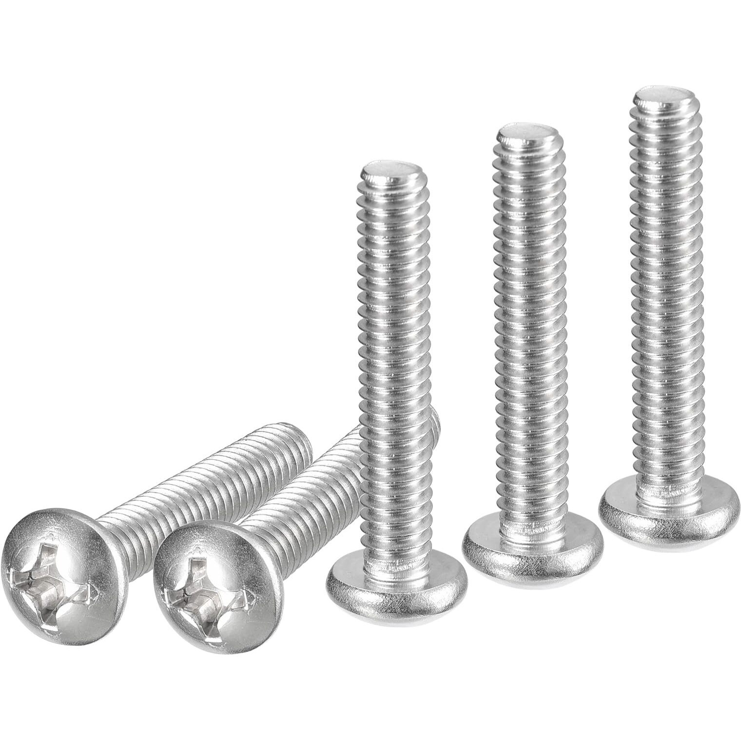 Dtgn 12-24X1-1/4 "" Pan Head Machine Screws  50Pcs 304 Stainless Steel  Phillips Drive  Unc Full Thread  Bright Finish  Screws Bolts Kit