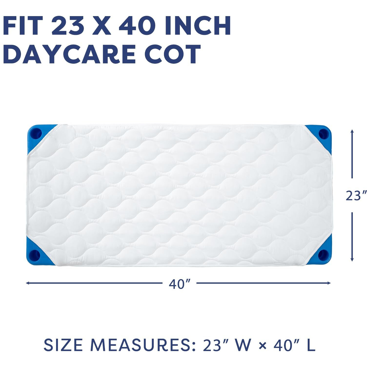 Comfyanno Quilted Daycare Cot Padded Nap Mat  23 "" X 40 "" Cot Sheets For Daycare Toddler Size  Cot Nap Pad For Kids  Boys/Girls  Preschool Cot Fitted Mat Sheets Alternative - White - 1 Pack