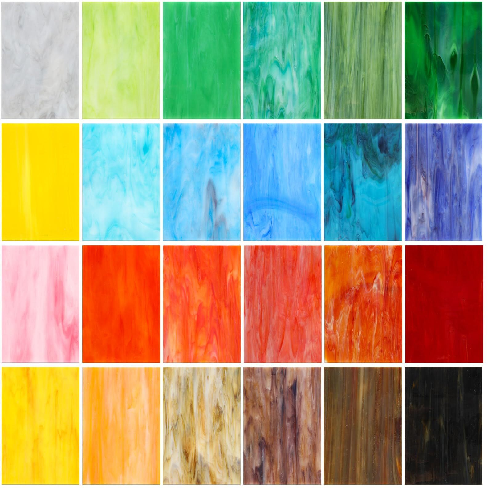 Treela 24 Pcs Stained Glass Sheets 4 X 6 Inch Rainbow Stained Glass Supplies For Craft Projects Variety Mosaic Art Mixed Color Iridescent Diy Home Decor(Colorful)