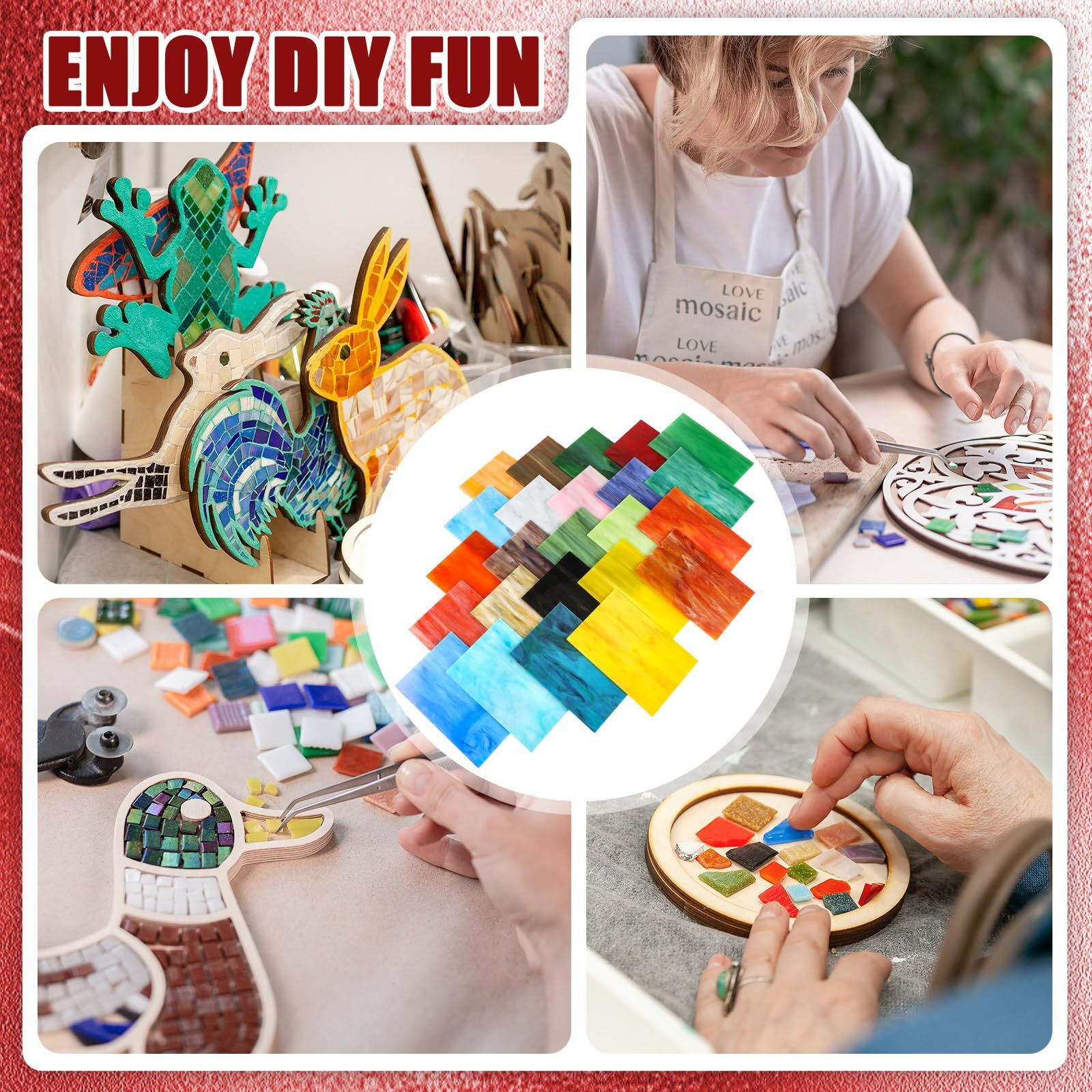 Treela 24 Pcs Stained Glass Sheets 4 X 6 Inch Rainbow Stained Glass Supplies For Craft Projects Variety Mosaic Art Mixed Color Iridescent Diy Home Decor(Colorful)