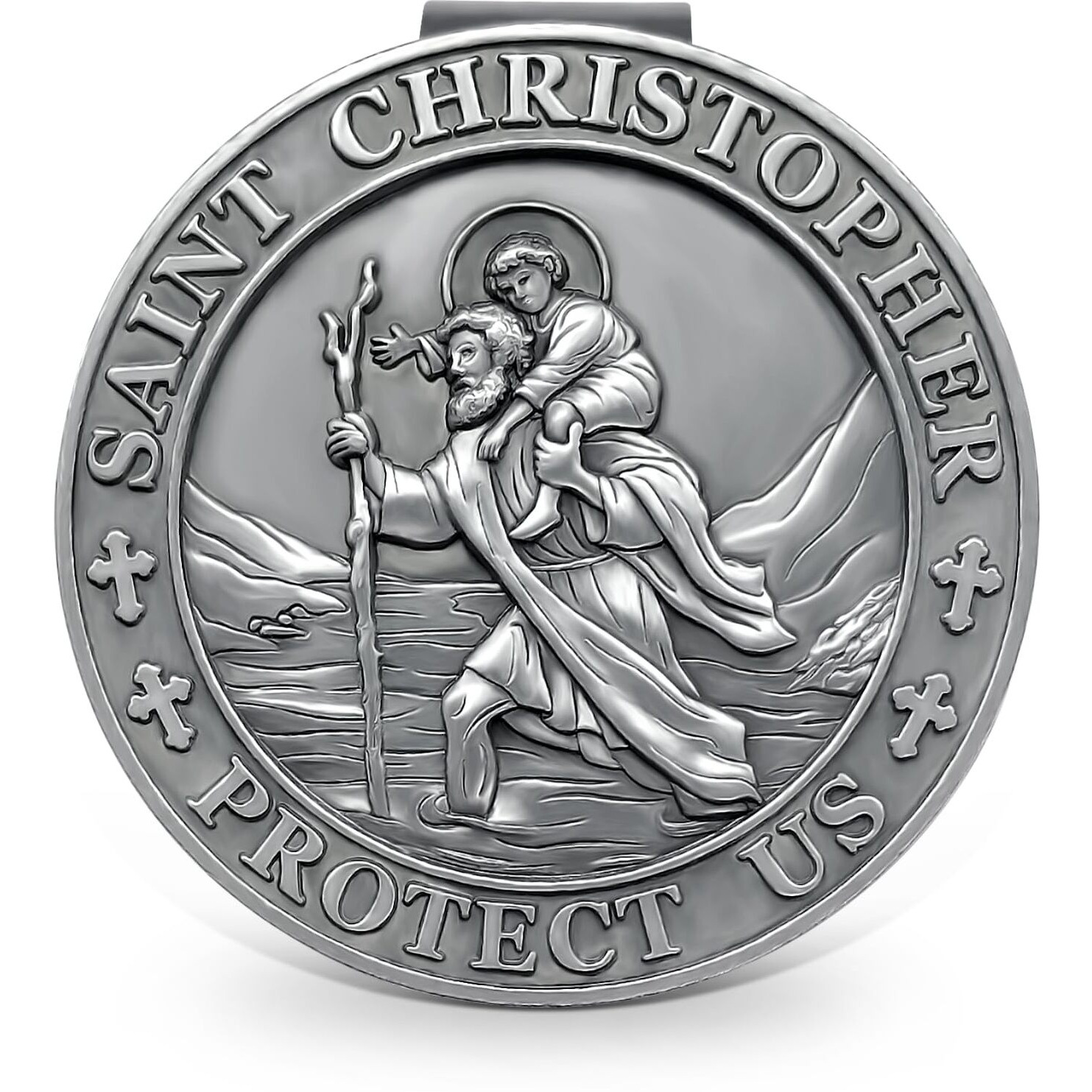 Anowvi Saint Christopher Medal For Car  Visor Clips For Cars  St Christopher Medal For Car Visor  Gift For Drivers  Car Travel Accessories For Long Trips Families  Friends