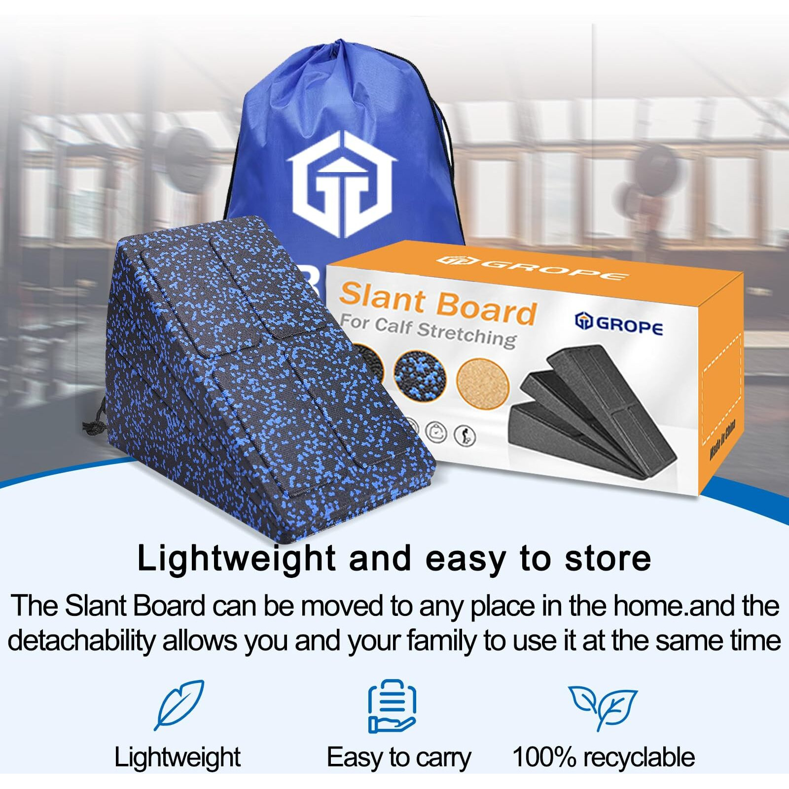 Slant Board Squat Wedge For Calf Stretching 3 Pcs 12"" X 6.3"" Foot Stretcher Balance Board For Plantar Fasciitis  Adjustable Foam Slant Board Wedge Great For Exercises (Black Blue Mixed)