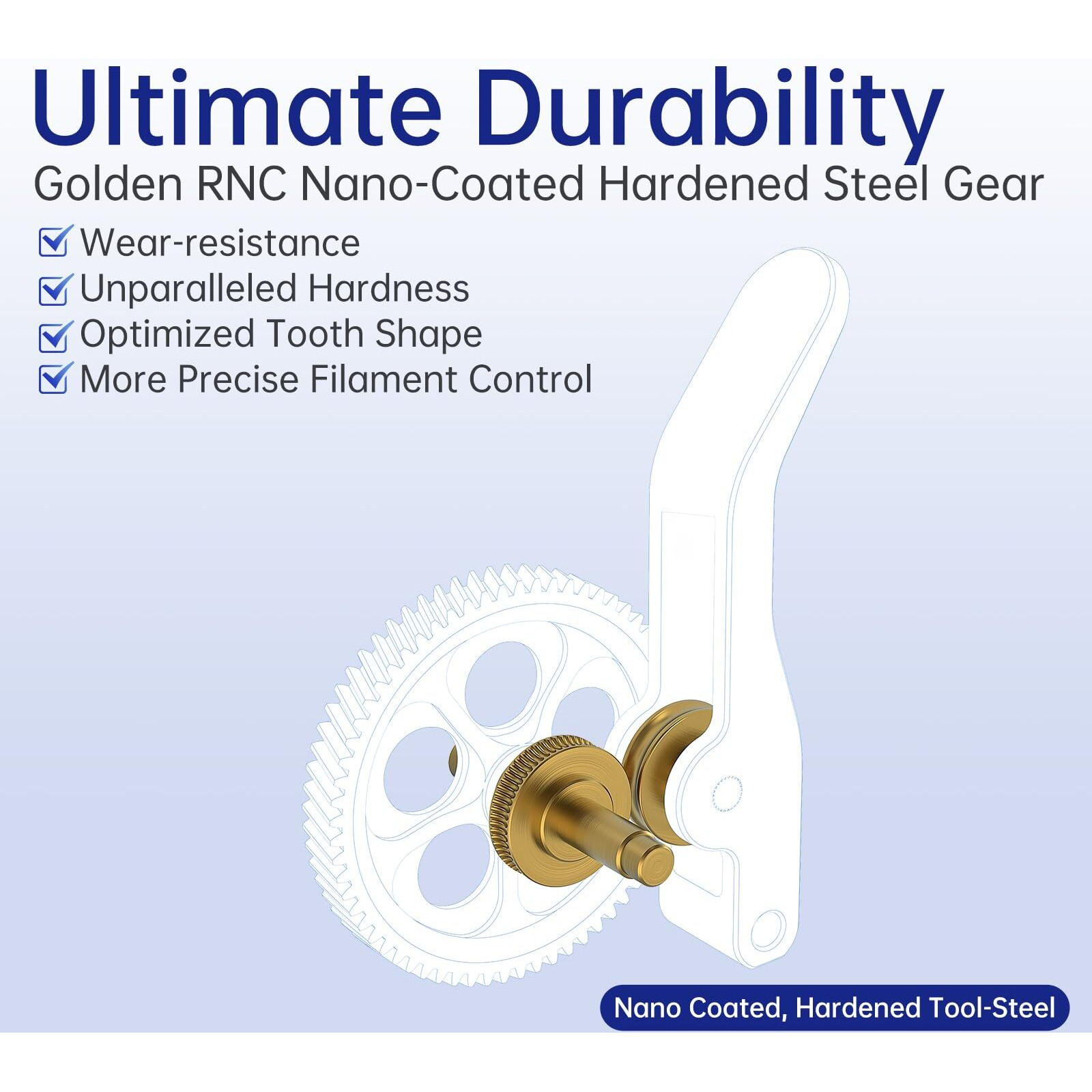 Biqu Panda Claw Upgraded Extruder Brass Gear Compatible With Bambu-Lab A1/A1 Mini 3D Printers  Golden Rnc Nano Coating Hardened Tool Steel Extruder Gear