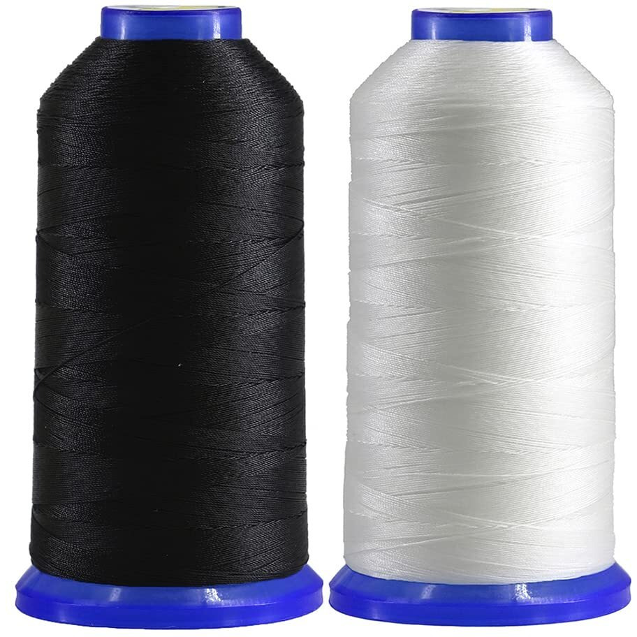 Selric [2600Yards / Black +W Hite] Pack Of 2 Tex 90 Bonded Nylon Thread For Leather Sewing 280D/3 T9092 Heavy Duty Upholstery Thread For Leather And Other Heavy Fabric