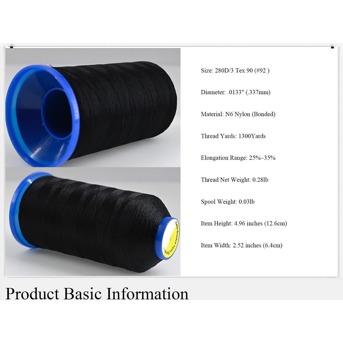 Selric [2600Yards / Black +W Hite] Pack Of 2 Tex 90 Bonded Nylon Thread For Leather Sewing 280D/3 T9092 Heavy Duty Upholstery Thread For Leather And Other Heavy Fabric