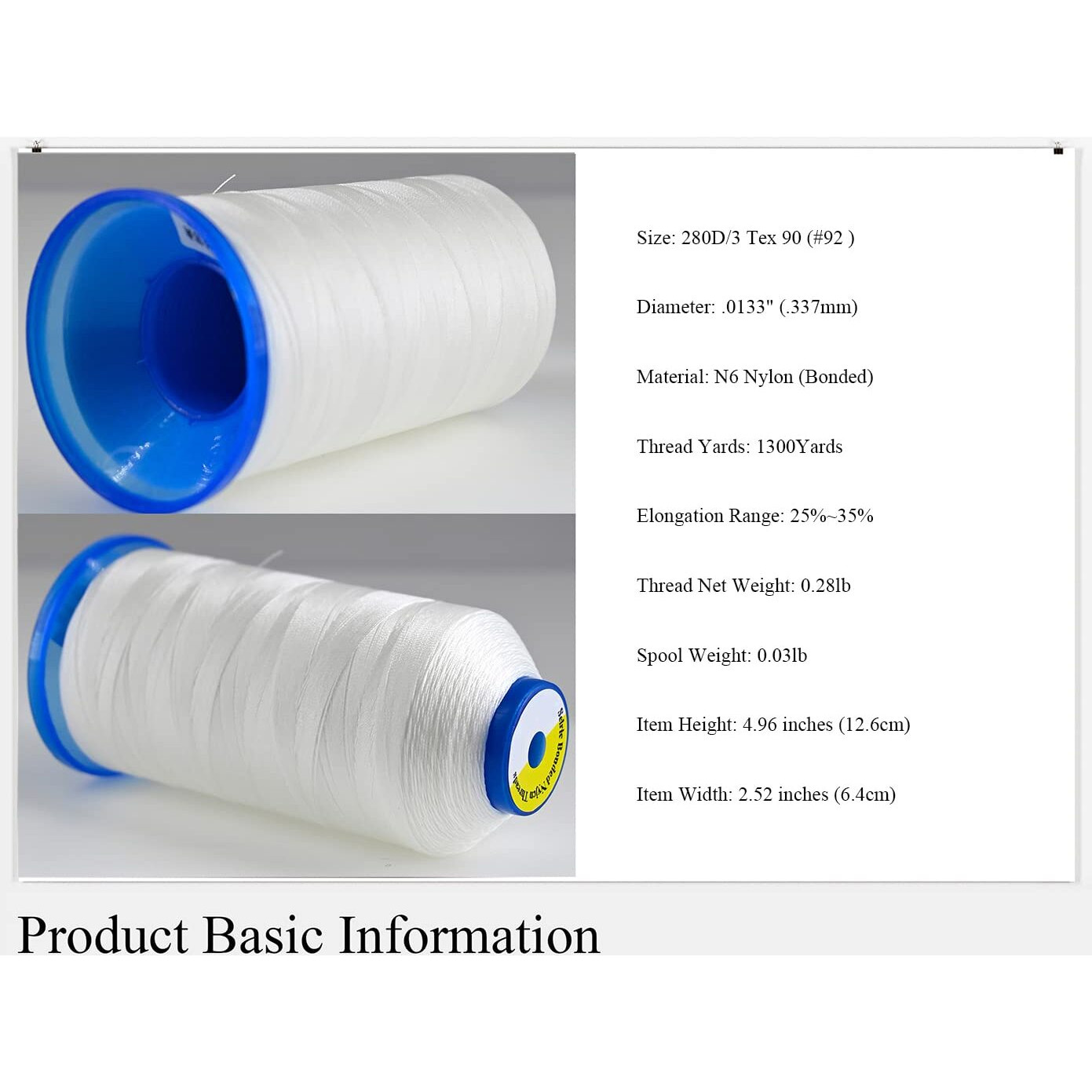 Selric [2600Yards / Black +W Hite] Pack Of 2 Tex 90 Bonded Nylon Thread For Leather Sewing 280D/3 T9092 Heavy Duty Upholstery Thread For Leather And Other Heavy Fabric