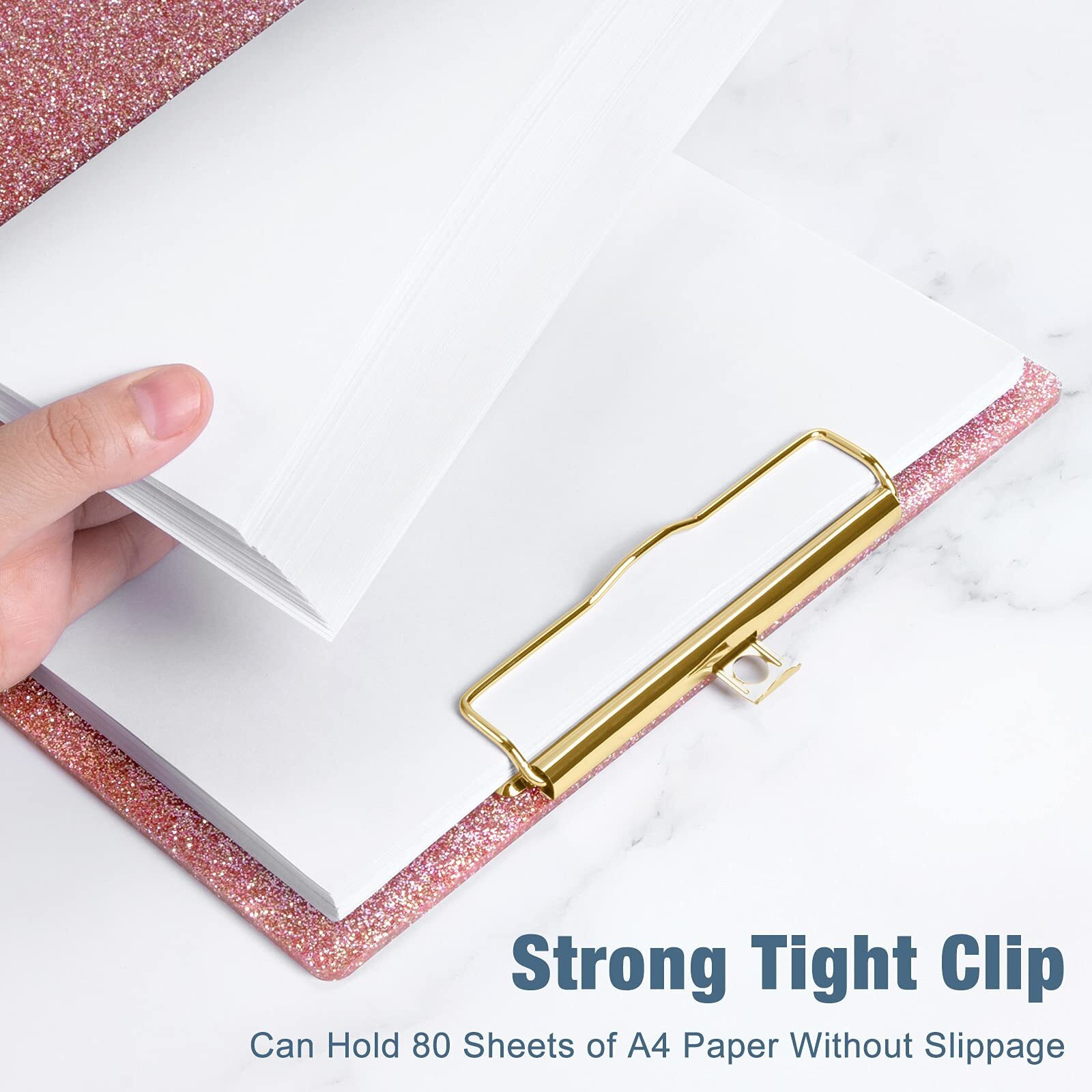 Piasoenc Acrylic Clipboards  Fashion Glitter Clip Board With Low Profile Gold Clip  Designed For Classroom School And Office Use  A4 Letter Size 9 X 12.5 In  Pink