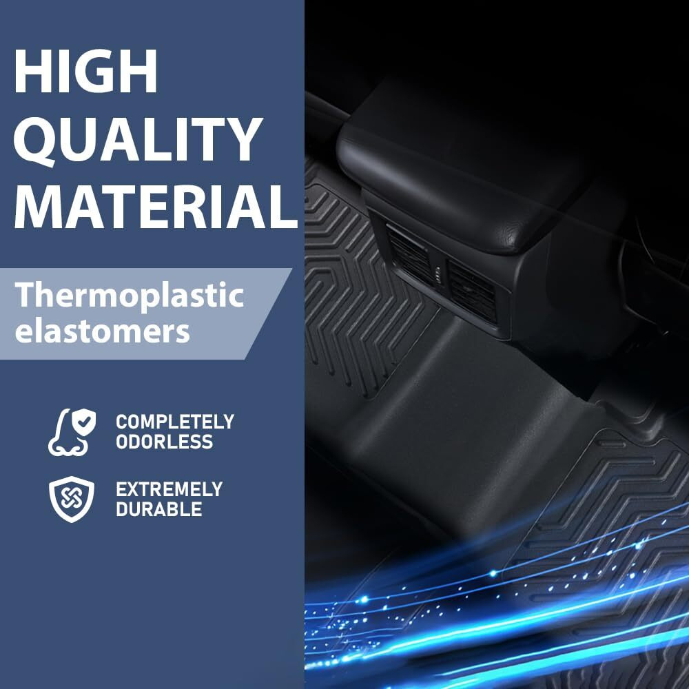 Pit66 Floor Mats Compatible With 2018-2024 Jeep Wrangler Jl Unlimited 4 Door Only (Heavy Duty) Tpe 3-Piece Premium  Black Liners