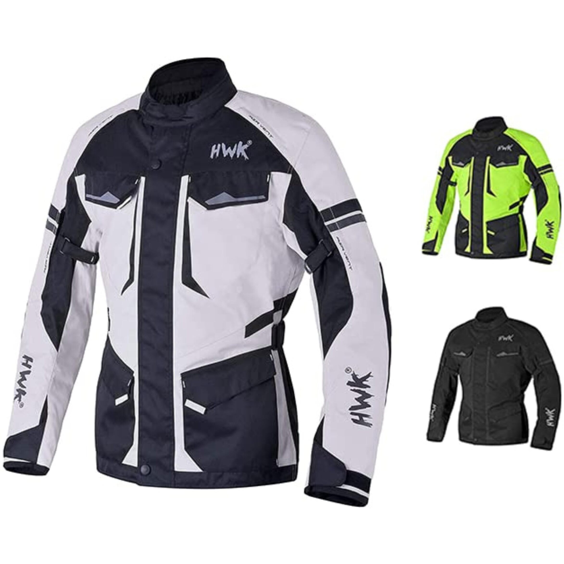 Hwk Adventure Touring Motorcycle Jacket For Men  Water Resistant Cordura Textile Biker Jacket For Men  Durable And Stylish Moto Gear With Ce Armor For Enduro Motorbike Riding - Grey  3Xl