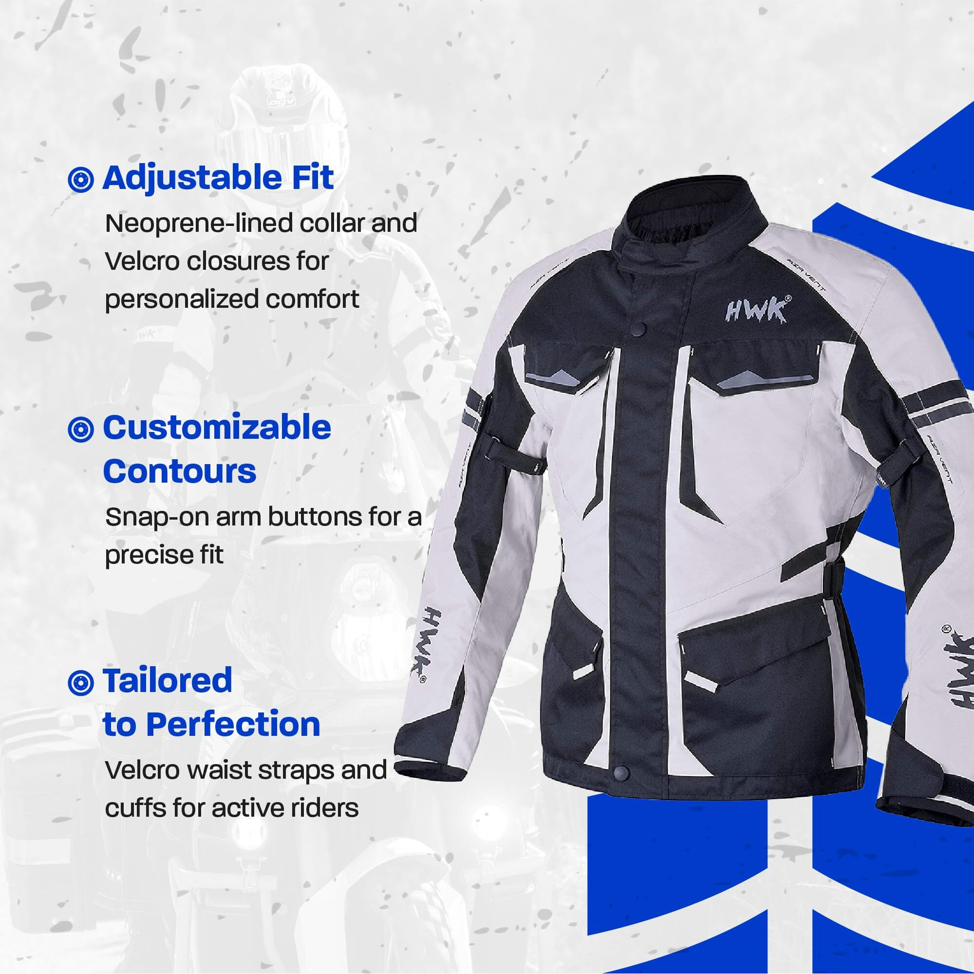 Hwk Adventure Touring Motorcycle Jacket For Men  Water Resistant Cordura Textile Biker Jacket For Men  Durable And Stylish Moto Gear With Ce Armor For Enduro Motorbike Riding - Grey  3Xl