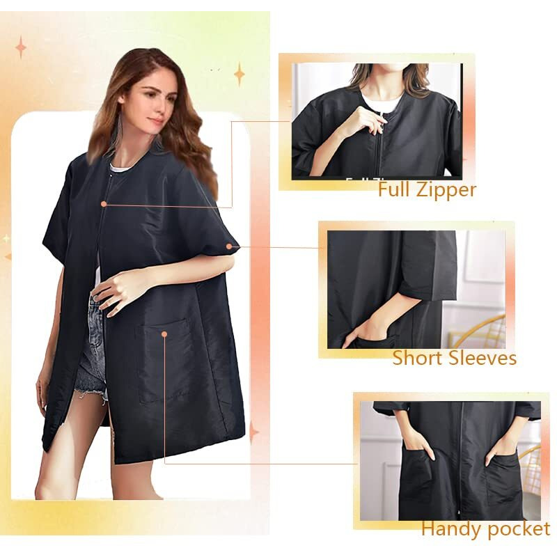 Gliitatu Dog Grooming Smock With Full Zipper  Non-Sticky Hair  Black (L)