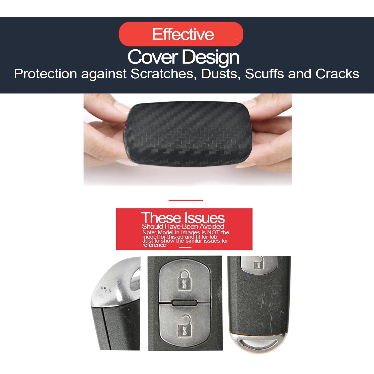 Infipar 2Pcs Compatible With Chevy Gmc Key Fob Cover Case Key Chain Fit For Chevrolet Chevy Silverado 1500 2500 3500 Hd Ev Gmc Sierra 1500 2500 3500 Hd Accessories Shell Holder Carbon Fiber Black