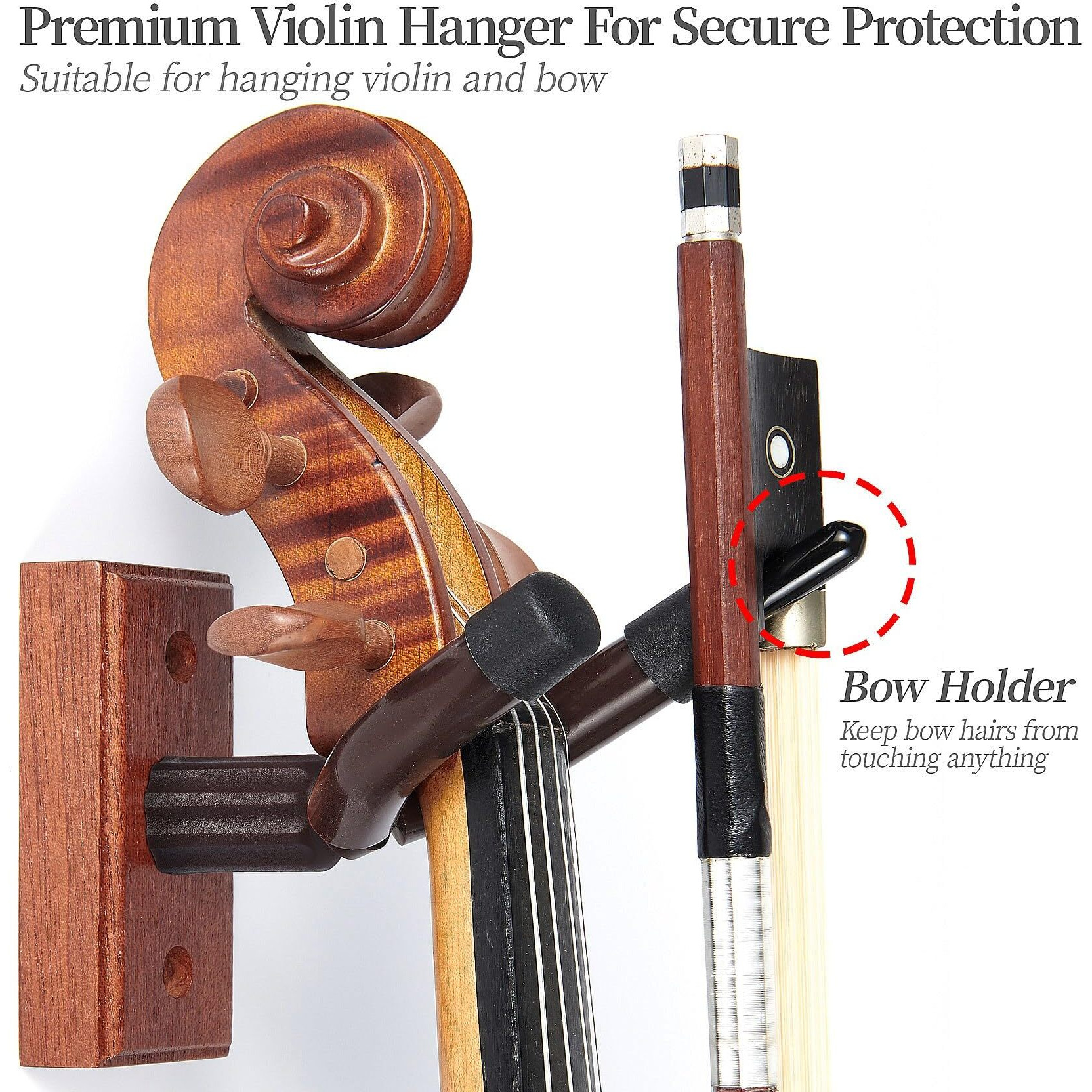 Violin Wall Mount Violin Hanger V-02 (2 Pack)