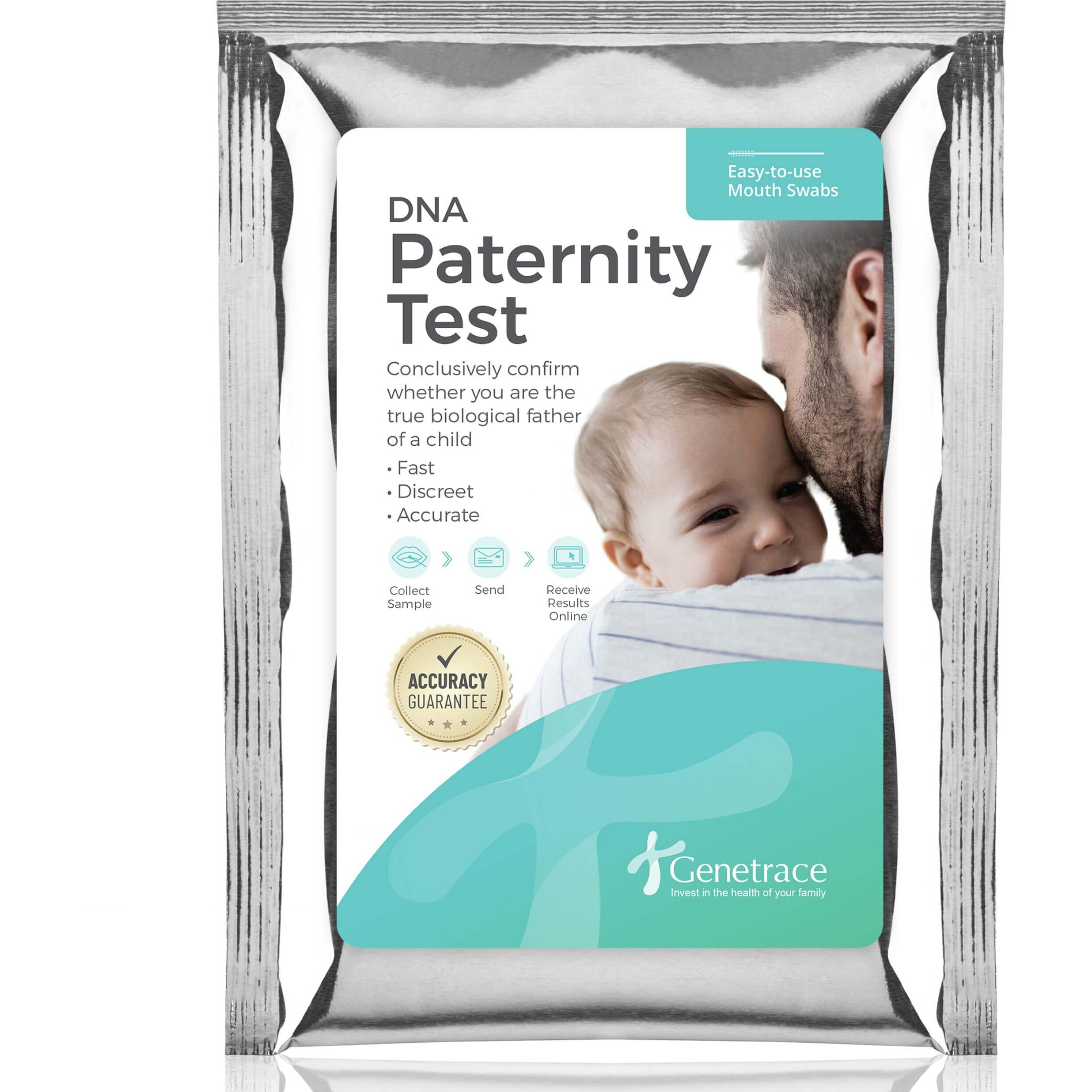 Genetrace Dna Paternity Test Kit - Lab Fees & Shipping Included - At Home Collection Kit For Father And Child - Results In 1-2 Days