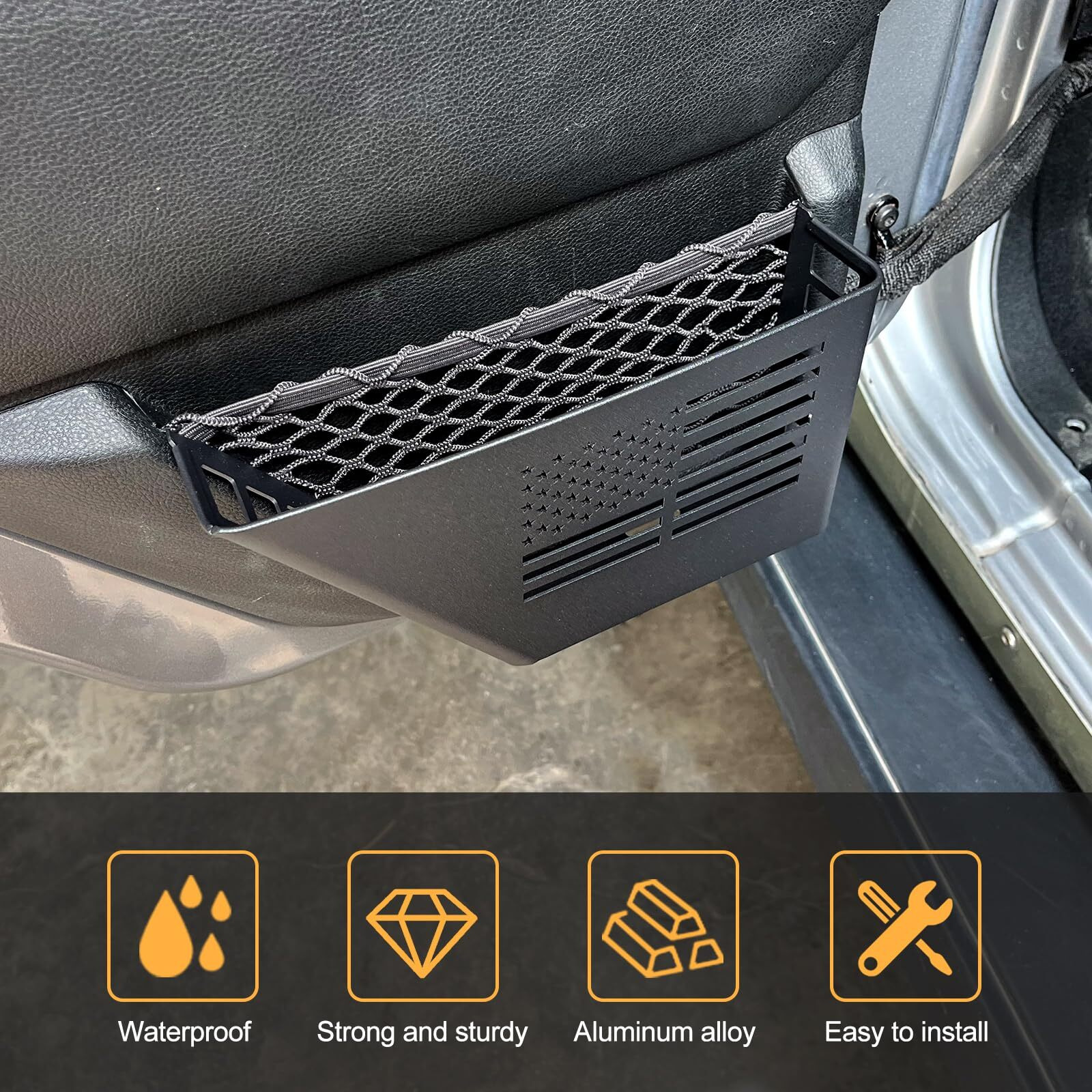 Maiker Metal Rear Door Storage Box  Door Side Insert Organizer Box Pockets For 2007-2018 Jeep Wrangler Jk 4 Door 2Pcs(Black)