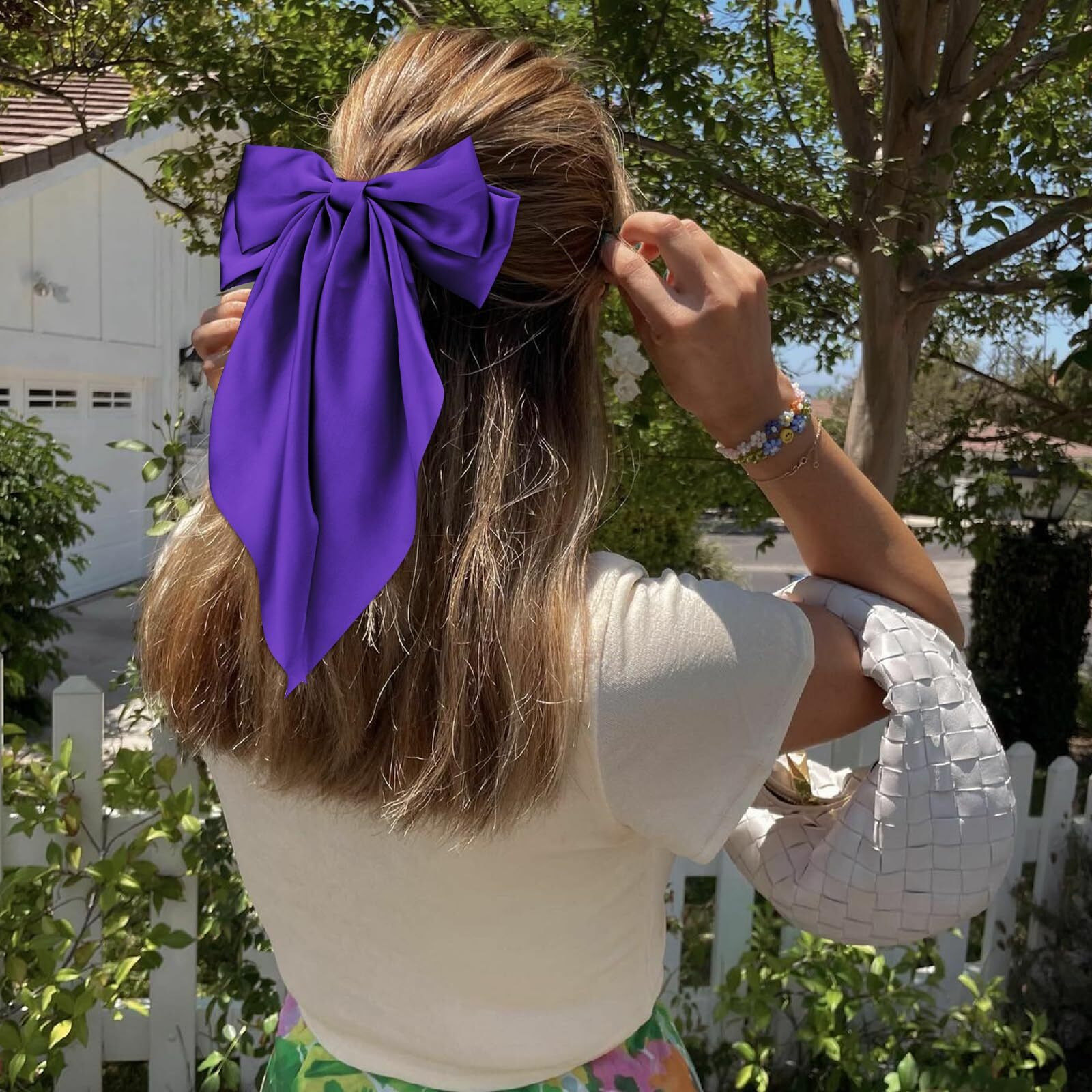 Canitor Dark Purple Hair Bows For Women Teen Girls Hair Accessories For Mardi Gras Outfit Dress Shirts Carnival Barrettes Clip Large Coquette Bows Trendy Stuff Aesthetic Things