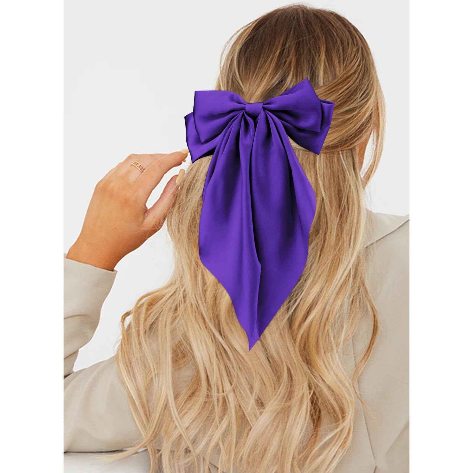 Canitor Dark Purple Hair Bows For Women Teen Girls Hair Accessories For Mardi Gras Outfit Dress Shirts Carnival Barrettes Clip Large Coquette Bows Trendy Stuff Aesthetic Things