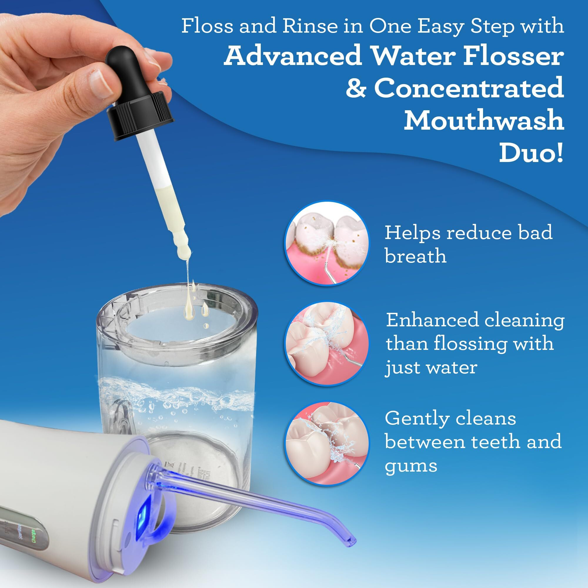 Gurunanda Advanced Water Flosser 2.0 With Uv Mode & Concentrated Mouthwash Duo - Fresh Breath & Thorough Plaque Removal For A Brighter Smile