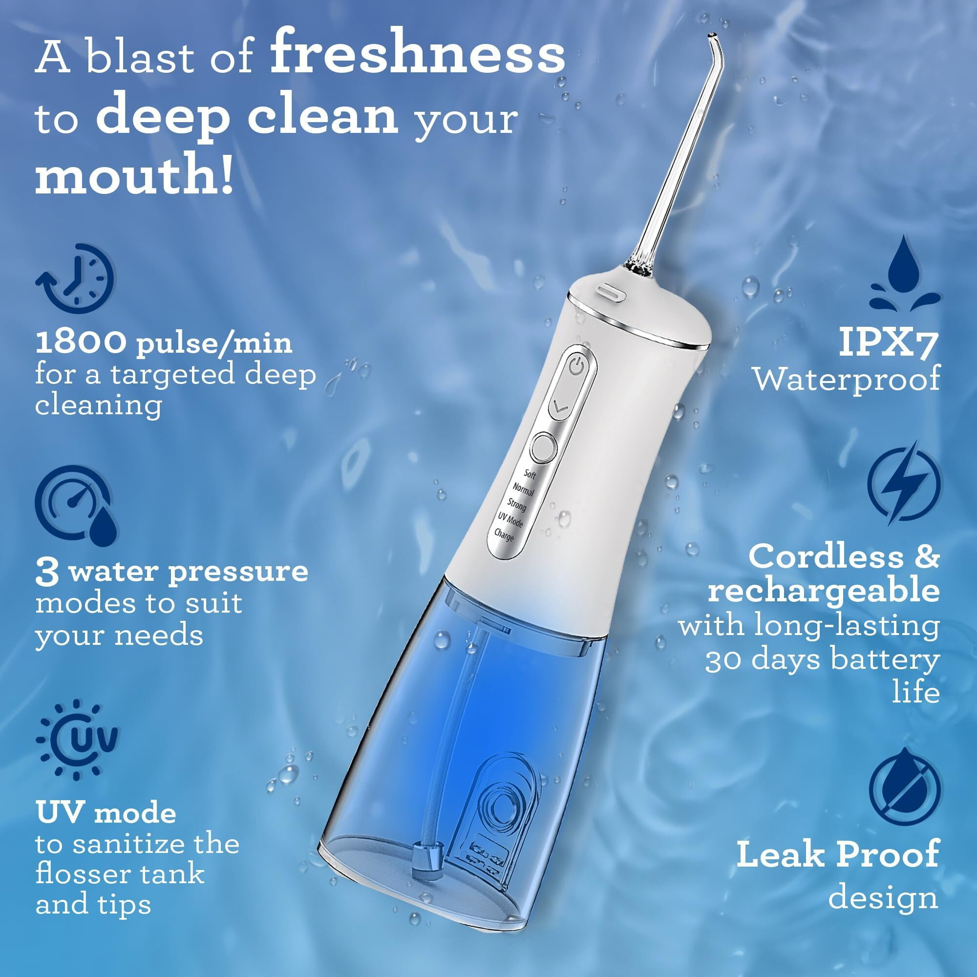 Gurunanda Advanced Water Flosser 2.0 With Uv Mode & Concentrated Mouthwash Duo - Fresh Breath & Thorough Plaque Removal For A Brighter Smile