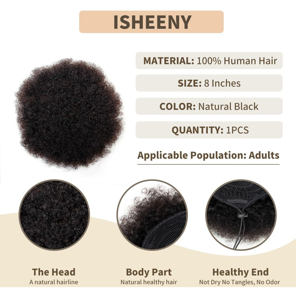 Isheeny Large Afro Puff Drawstring Ponytail Puffs Natural Black 8 Inch Curly Drawstring Ponytail For Youth Girl Naturally Styled Hairpiece  Enhancing Your Beauty And Youthfulness