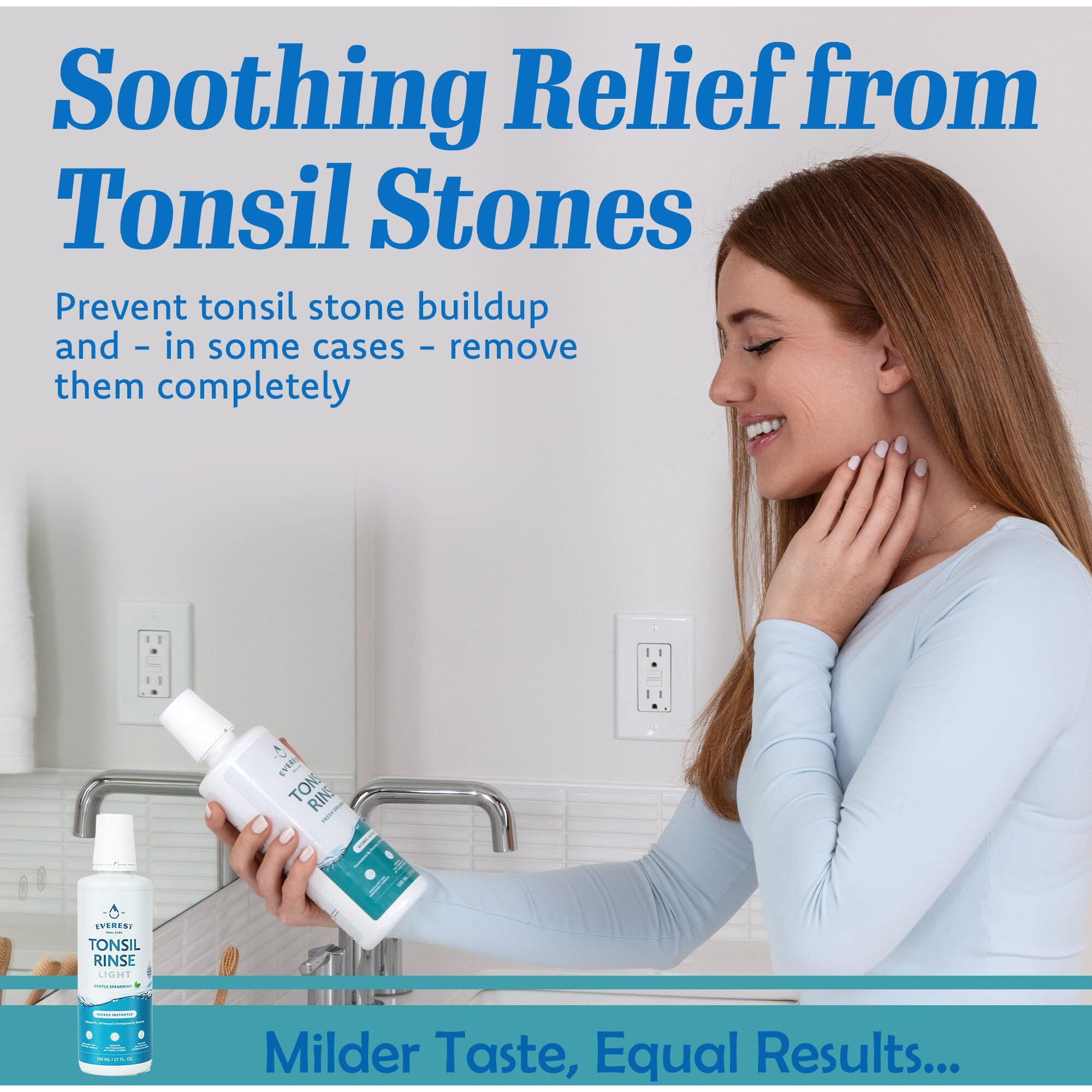 Everest Mouth Wash & Tonsil Stone Remover - Natural Mouthwash Or Oral Rinse Liquid To Help Soothe Tonsils  Fight Bad Breath  & Relieve Dry Mouth - Paraben & Alcohol Free Mouthwash  Spearmint